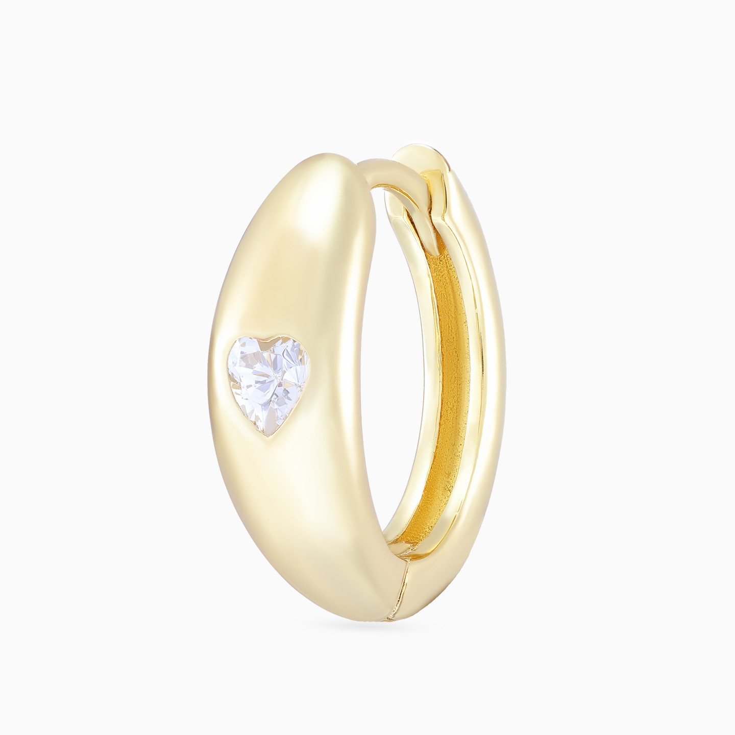 Heart Clear Stone Gold Plated Hoop Earrings - 4 Heart Clear Stone Gold Plated Hoop Earrings - 4