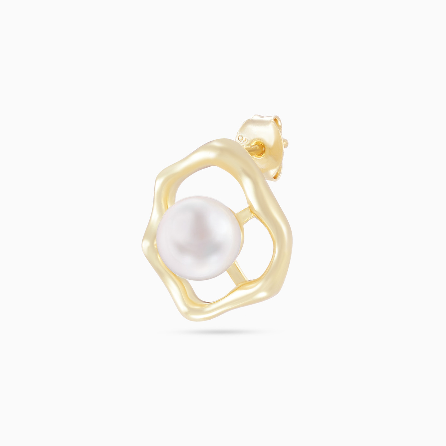 Irregular Circle Pearl Gold Plated Stud Earrings - 4 Irregular Circle Pearl Gold Plated Stud Earrings - 4