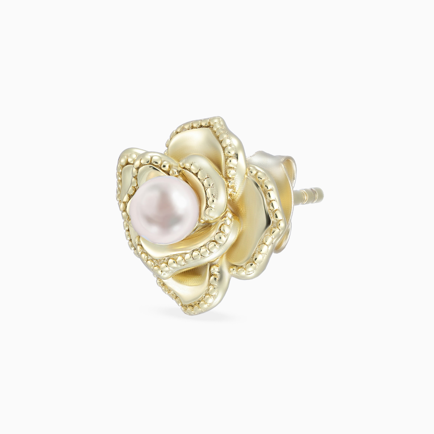 Flower Pearl Gold Plated Stud Earrings - 4 Flower Pearl Gold Plated Stud Earrings - 4