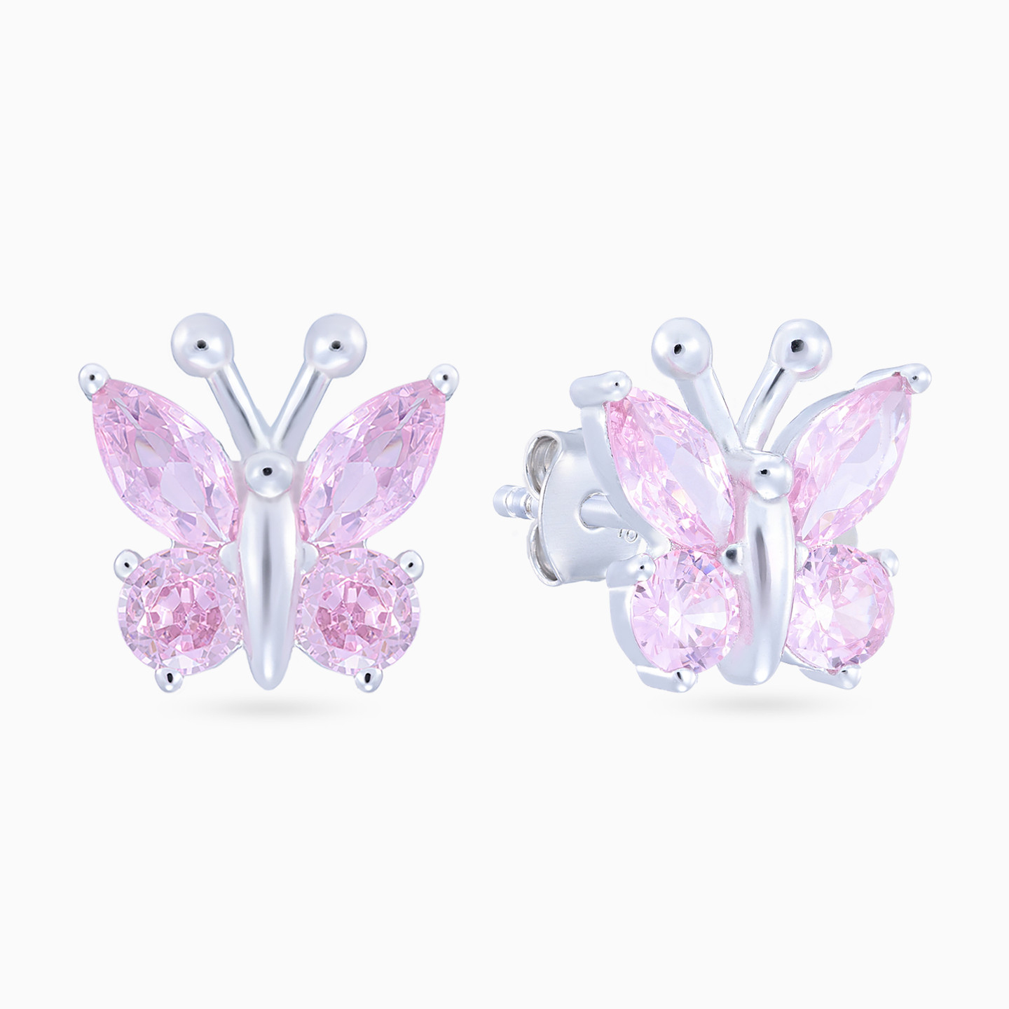 Butterfly Rose Stone Sterling Silver Stud Earrings Butterfly Rose Stone Sterling Silver Stud Earrings