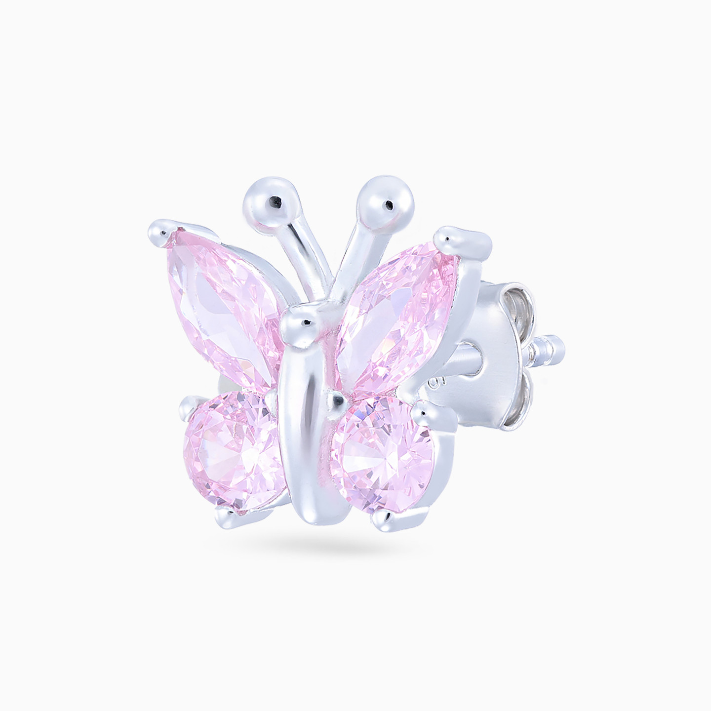 Butterfly Rose Stone Sterling Silver Stud Earrings - 4 Butterfly Rose Stone Sterling Silver Stud Earrings - 4