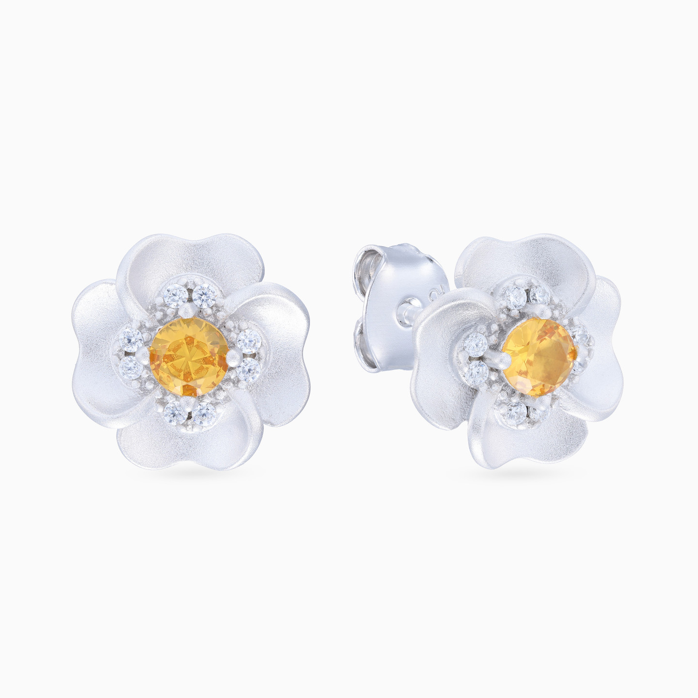 Flower Colored Stones Sterling Silver Stud Earrings Flower Colored Stones Sterling Silver Stud Earrings