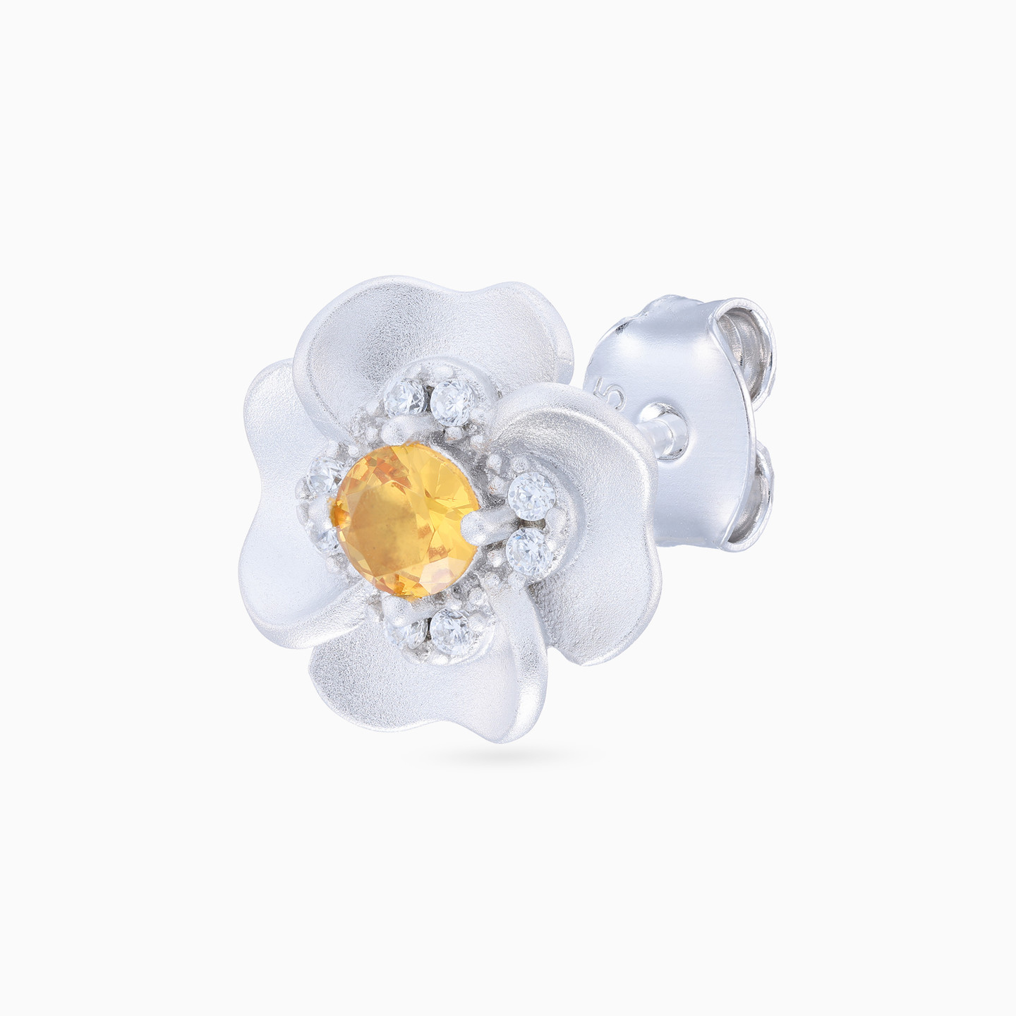 Flower Colored Stones Sterling Silver Stud Earrings - 4 Flower Colored Stones Sterling Silver Stud Earrings - 4