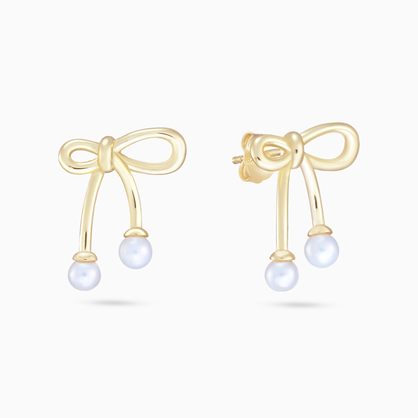 Bow Pearl Gold Plated Stud Earrings Bow Pearl Gold Plated Stud Earrings