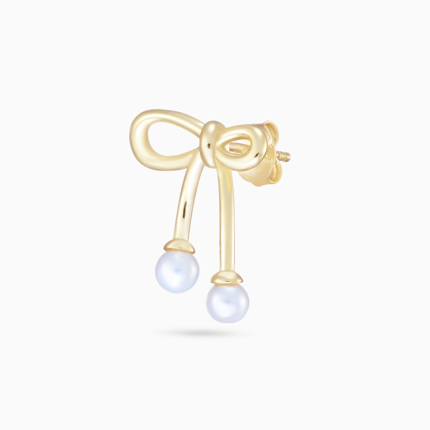 Bow Pearl Gold Plated Stud Earrings - 4 Bow Pearl Gold Plated Stud Earrings - 4