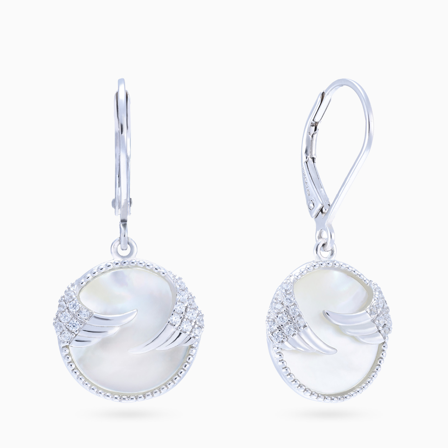 Wings Clear Stone Sterling Silver Drop Earrings Wings Clear Stone Sterling Silver Drop Earrings