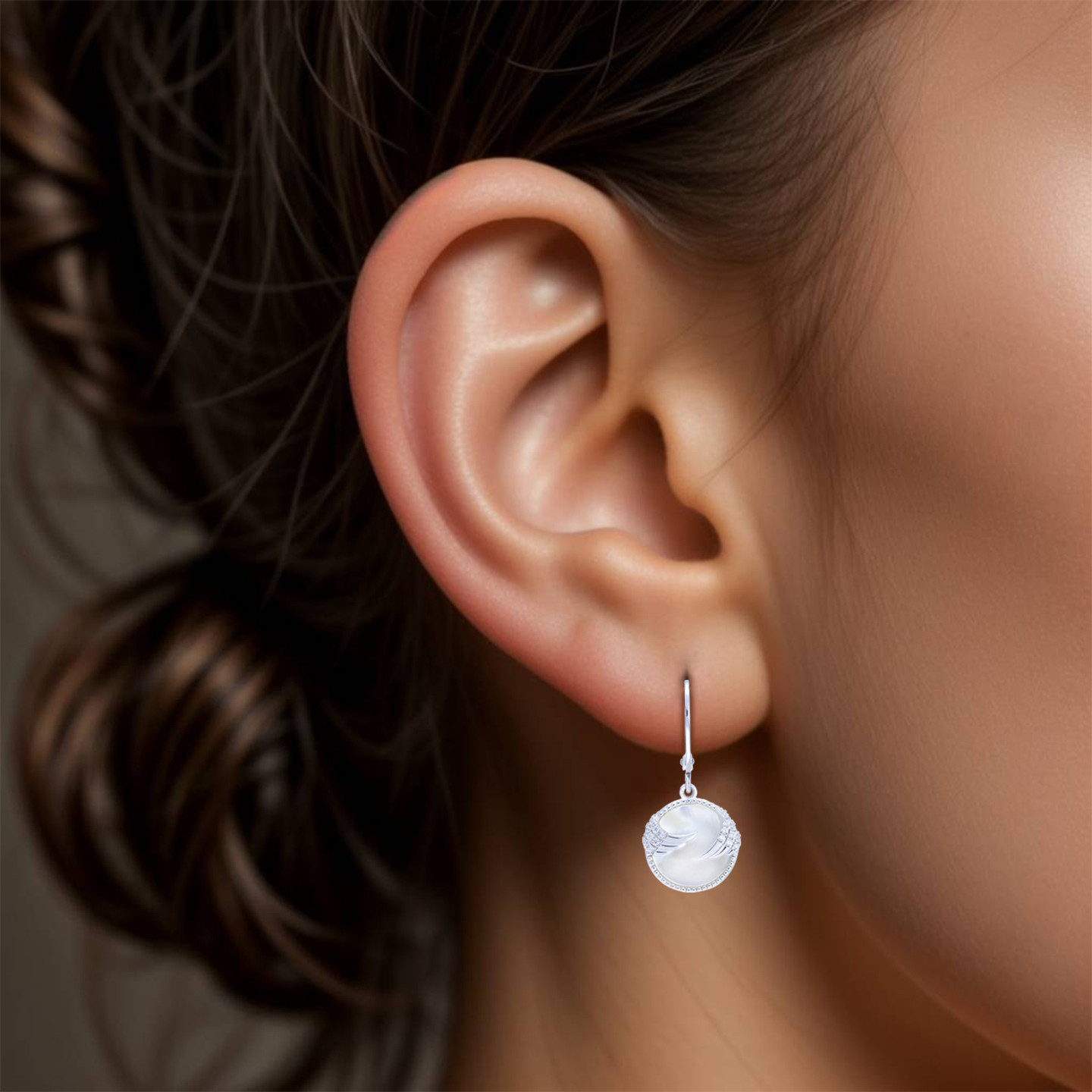 Wings Clear Stone Sterling Silver Drop Earrings - 2 Wings Clear Stone Sterling Silver Drop Earrings - 2