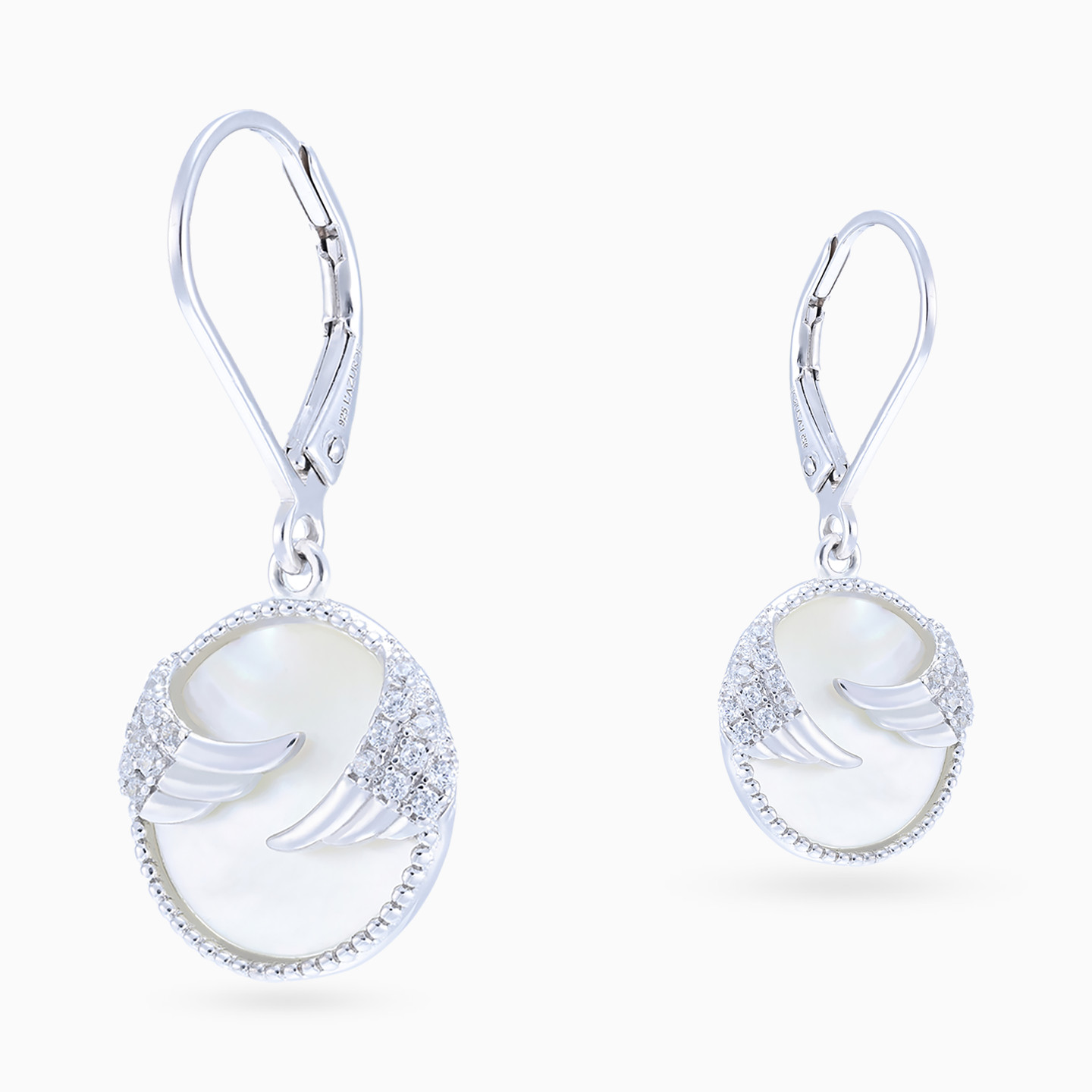 Wings Clear Stone Sterling Silver Drop Earrings - 4 Wings Clear Stone Sterling Silver Drop Earrings - 4