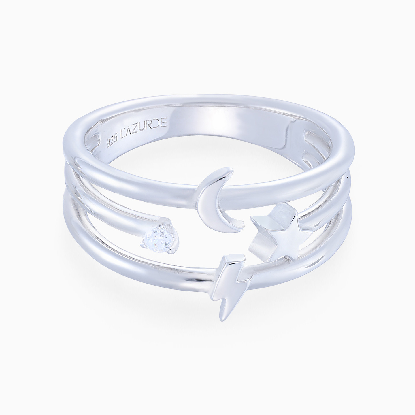 Celestial Clear Stone Ring In Sterling Silver Celestial Clear Stone Ring In Sterling Silver