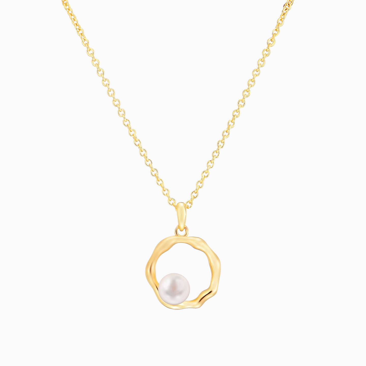 Irregular Circle Pearl Gold Plated Necklace Irregular Circle Pearl Gold Plated Necklace