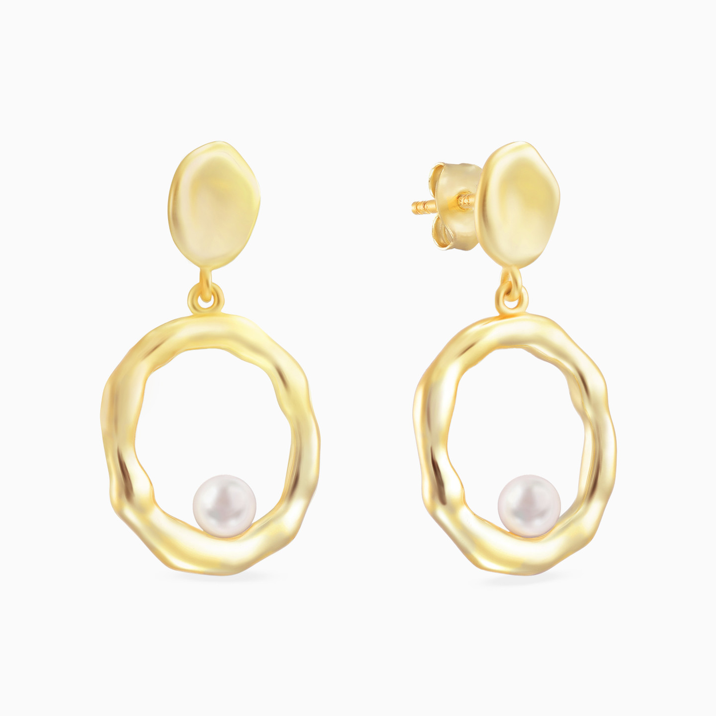 Irregular Circle Pearl Gold Plated Drop Earrings Irregular Circle Pearl Gold Plated Drop Earrings