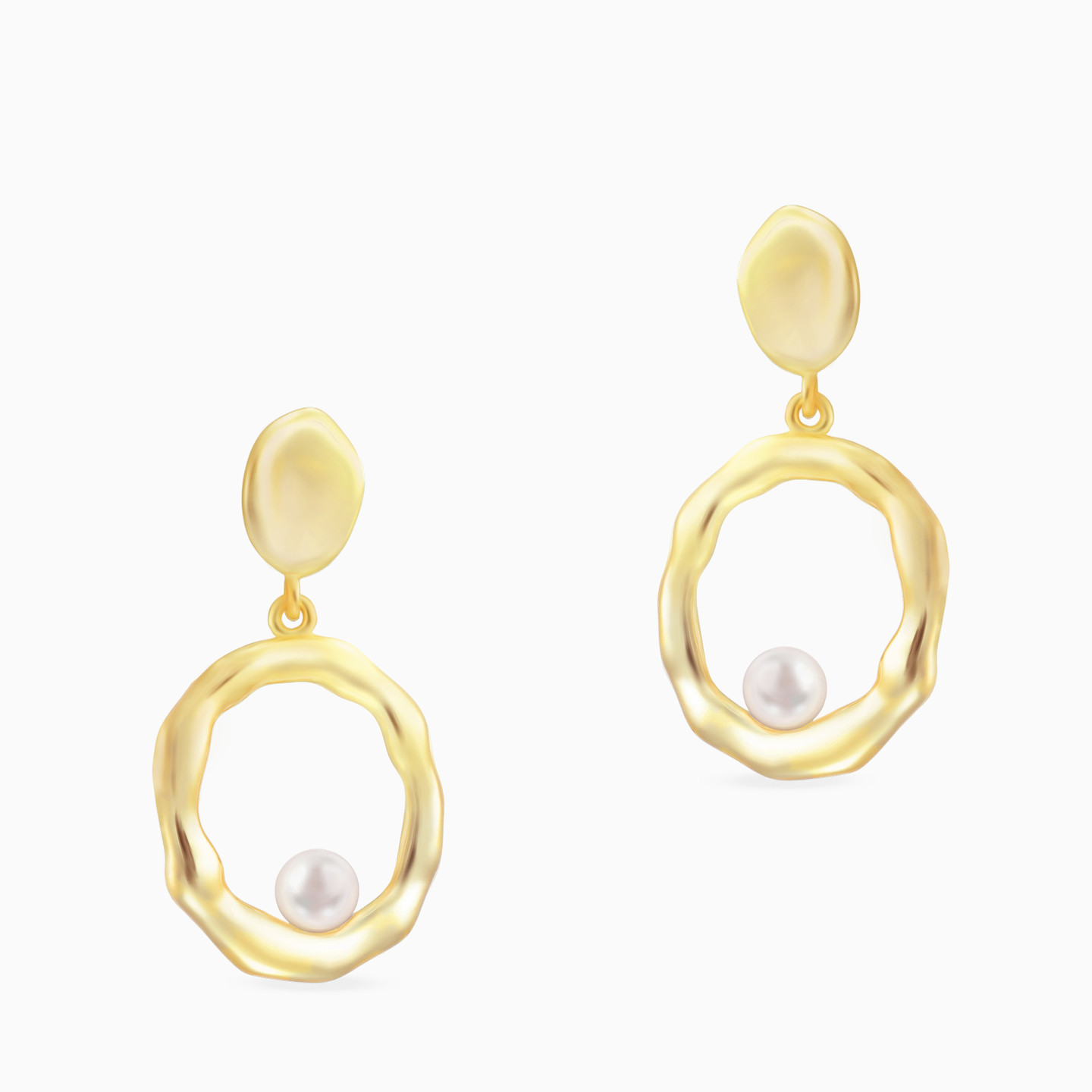 Irregular Circle Pearl Gold Plated Drop Earrings - 3 Irregular Circle Pearl Gold Plated Drop Earrings - 3