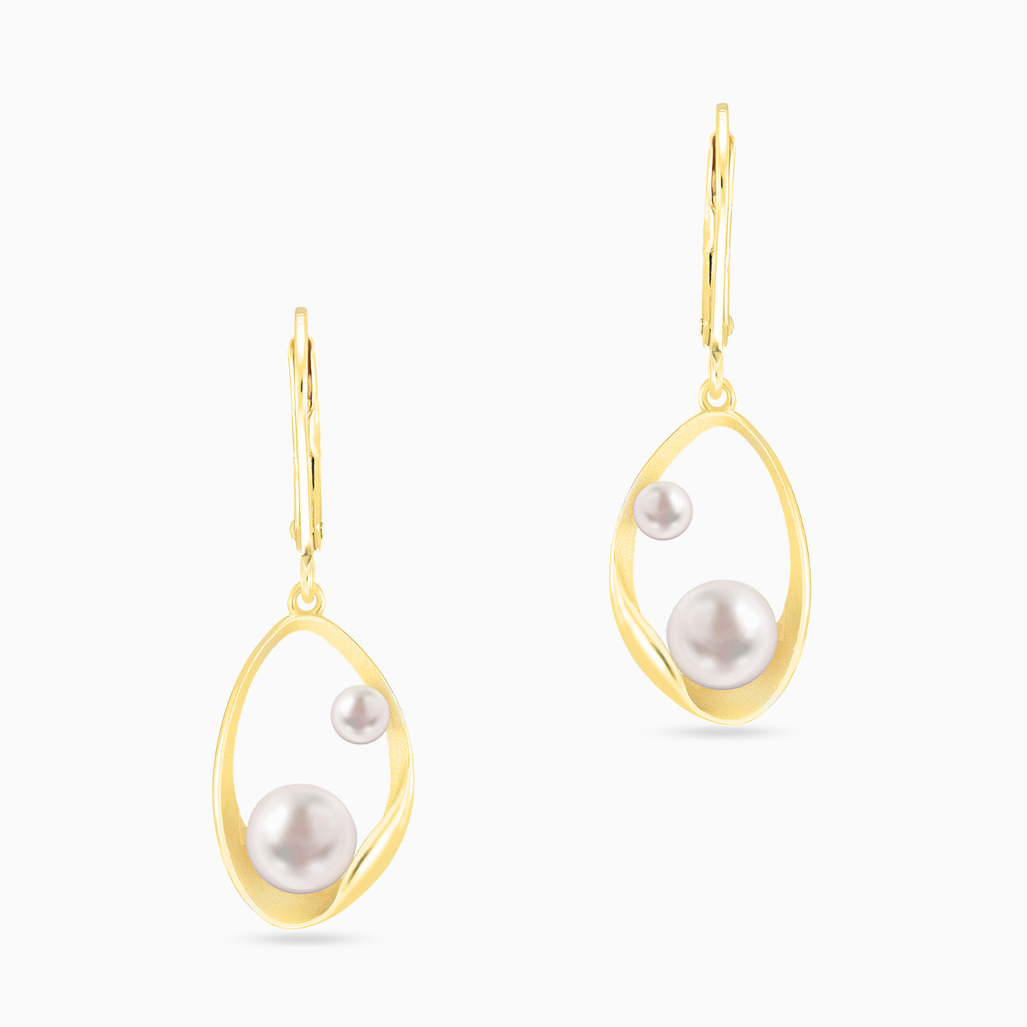 Oyster Pearls Drop Earrings in Yellow Gold Plating - 3 Oyster Pearls Drop Earrings in Yellow Gold Plating - 3