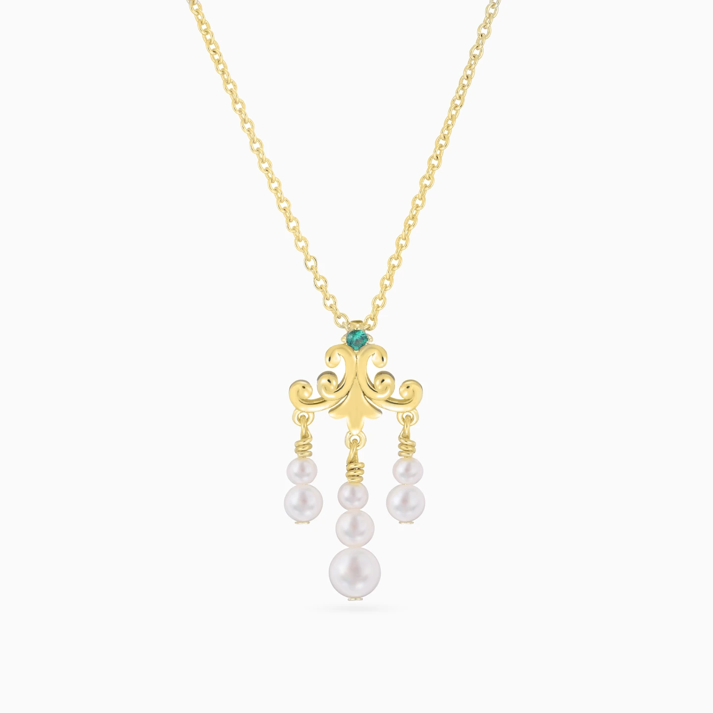 Chandelier Pearl Necklace in Yellow Gold Plating Chandelier Pearl Necklace in Yellow Gold Plating