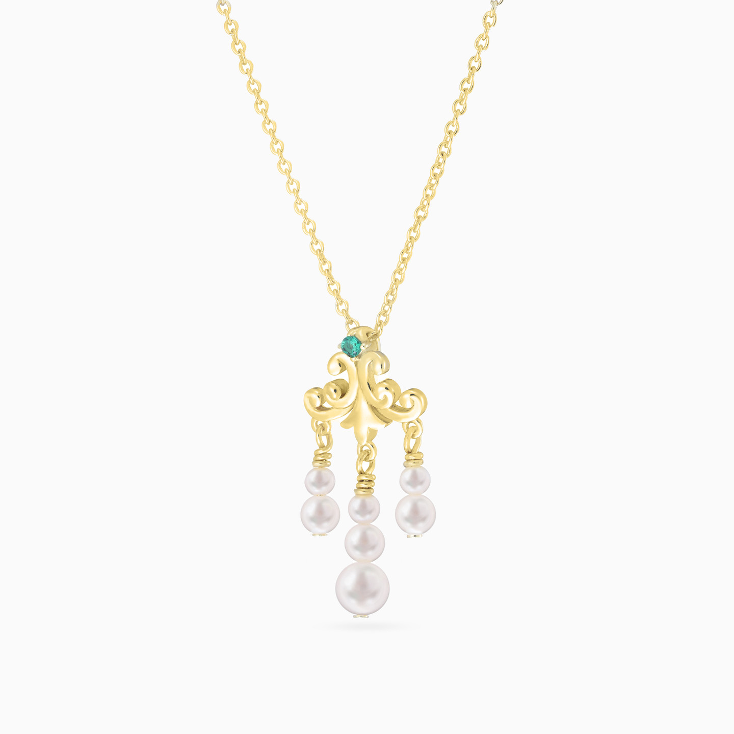 Chandelier Pearl Necklace in Yellow Gold Plating - 2 Chandelier Pearl Necklace in Yellow Gold Plating - 2