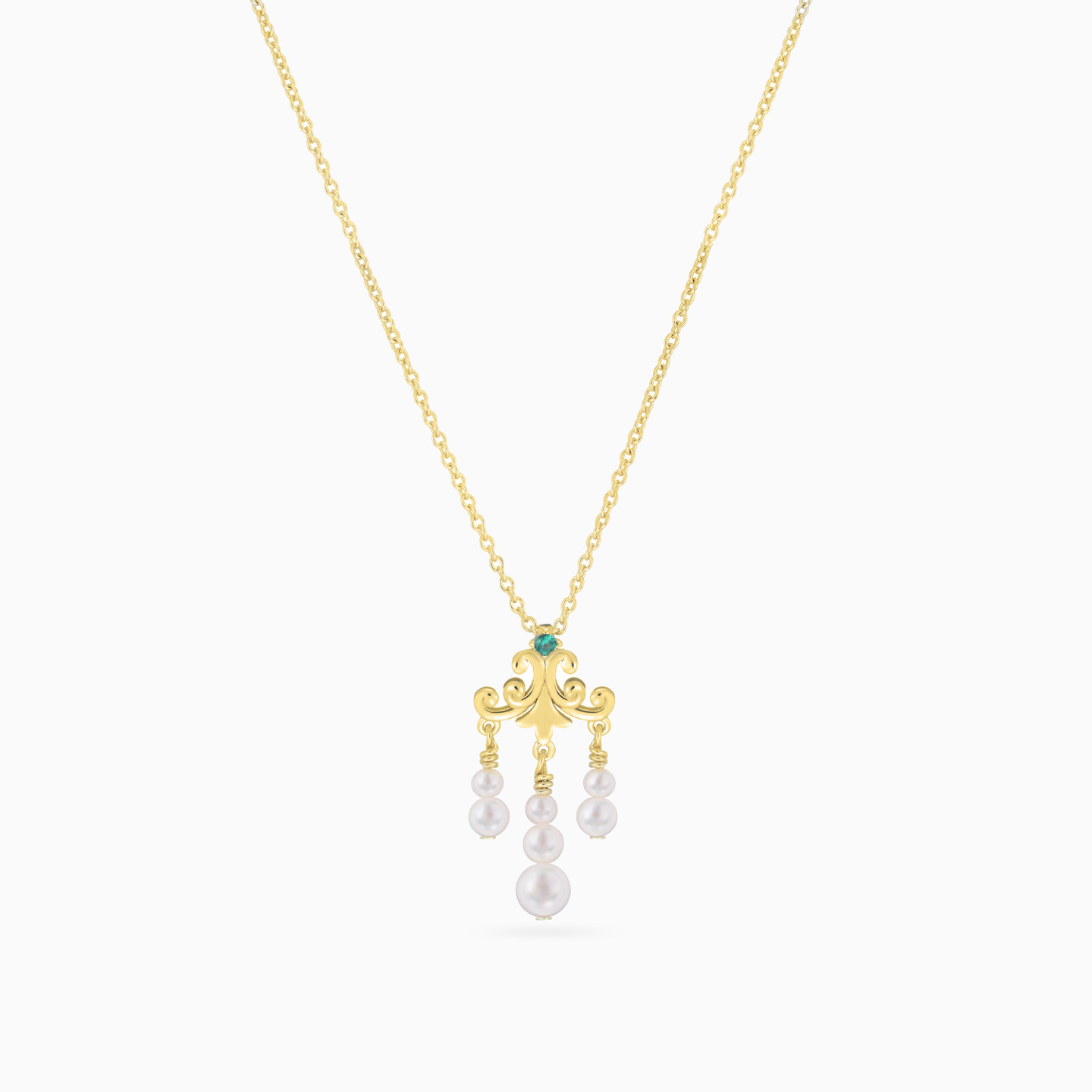 Chandelier Pearl Necklace in Yellow Gold Plating - 3 Chandelier Pearl Necklace in Yellow Gold Plating - 3