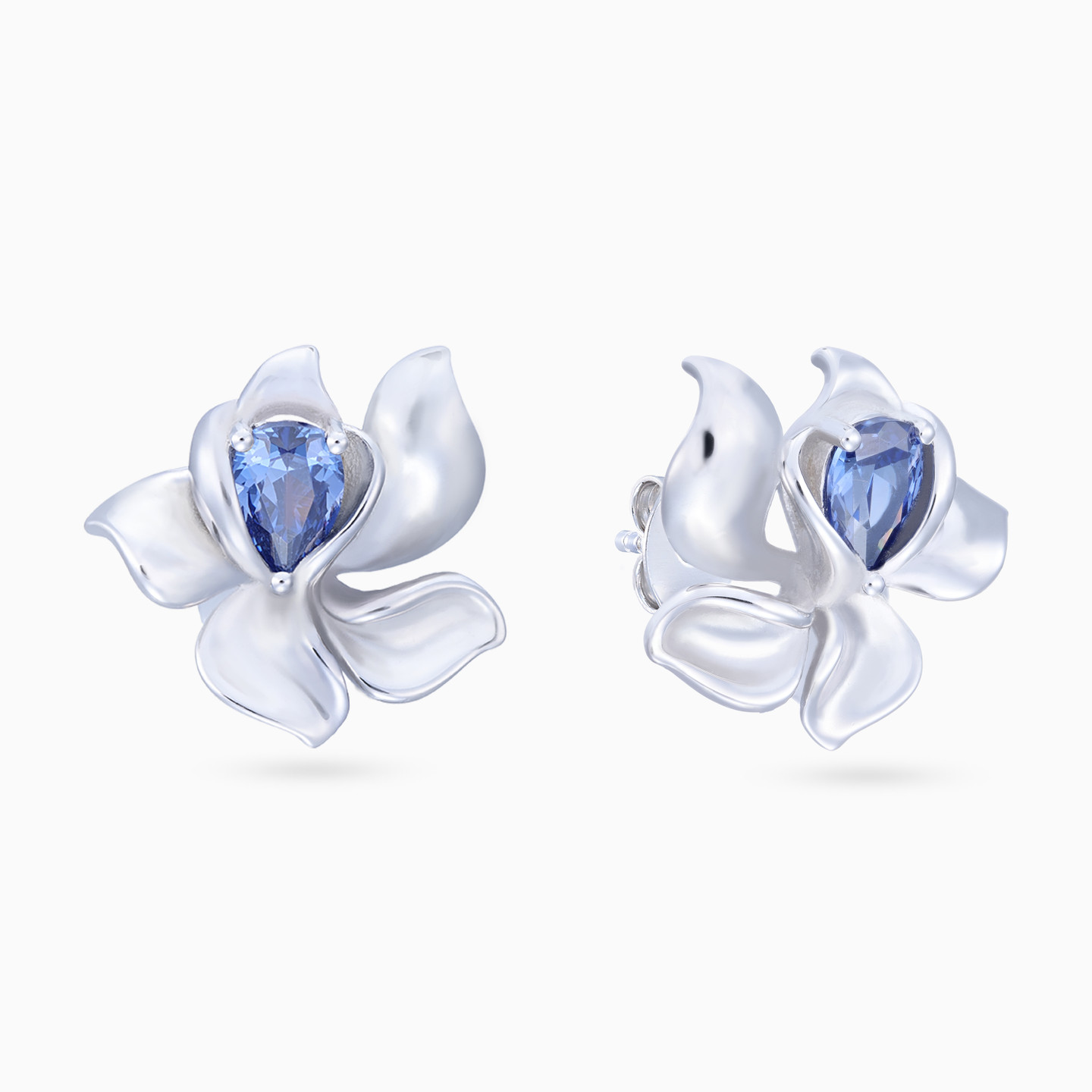 Flower Blue Stone Sterling Silver Stud Earrings Flower Blue Stone Sterling Silver Stud Earrings