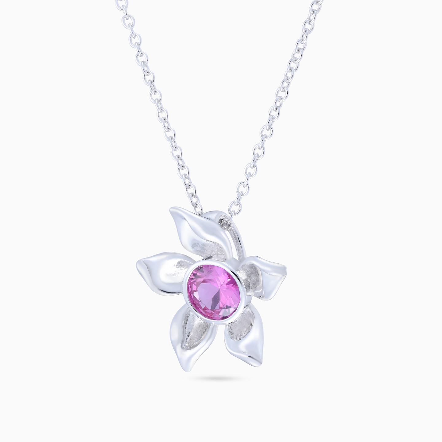 Flower Purple Stone Sterling Silver Necklace - 2 Flower Purple Stone Sterling Silver Necklace - 2