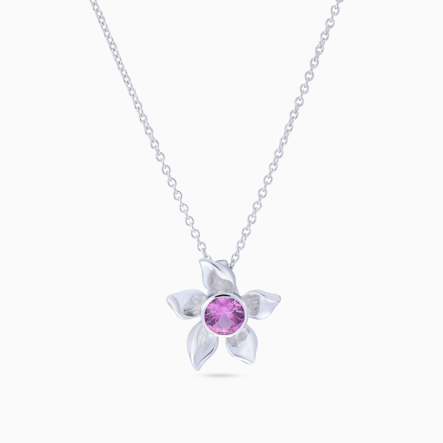 Flower Purple Stone Sterling Silver Necklace - 3 Flower Purple Stone Sterling Silver Necklace - 3