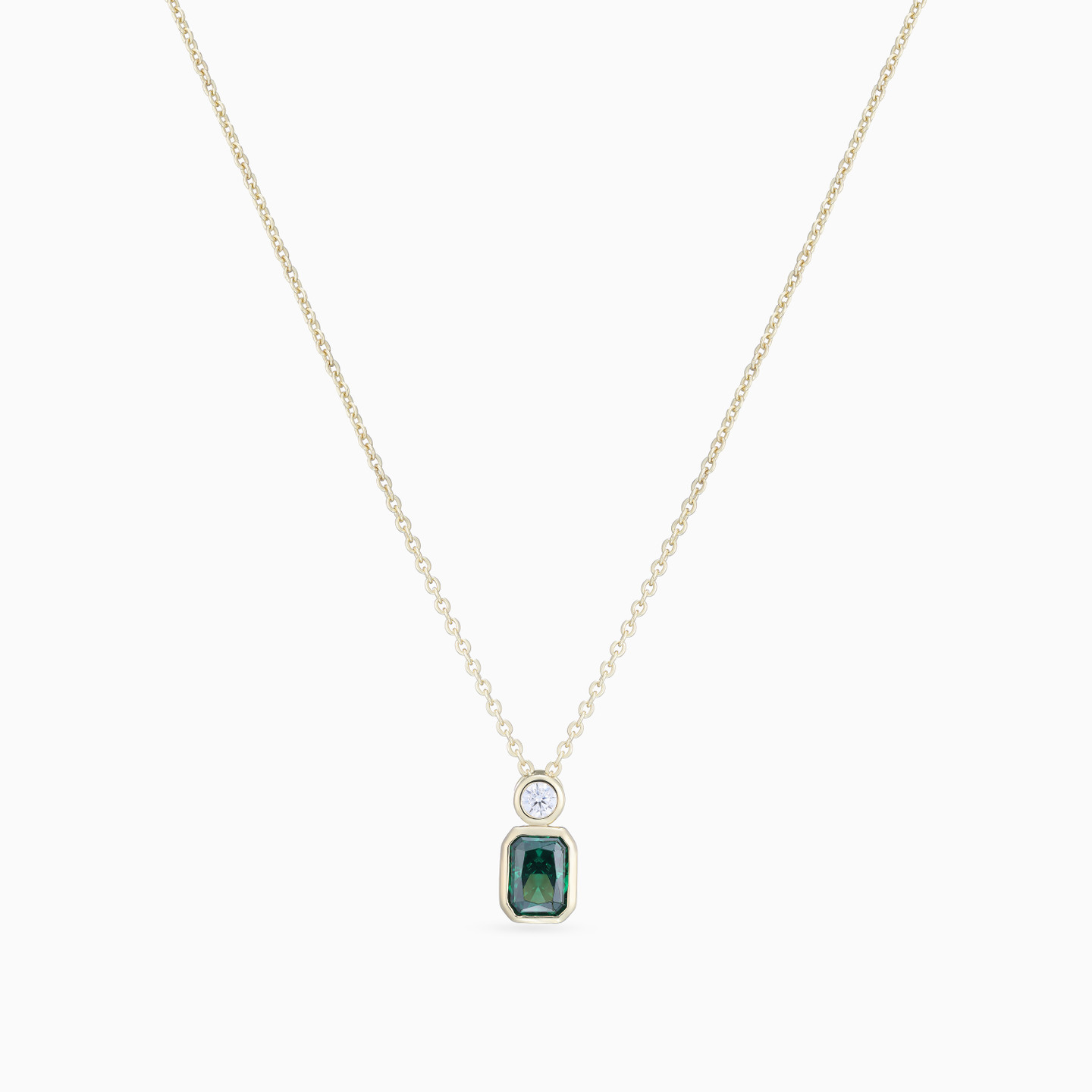 Hexagon Green Stone Necklace in Yellow Gold Plating - 3 Hexagon Green Stone Necklace in Yellow Gold Plating - 3