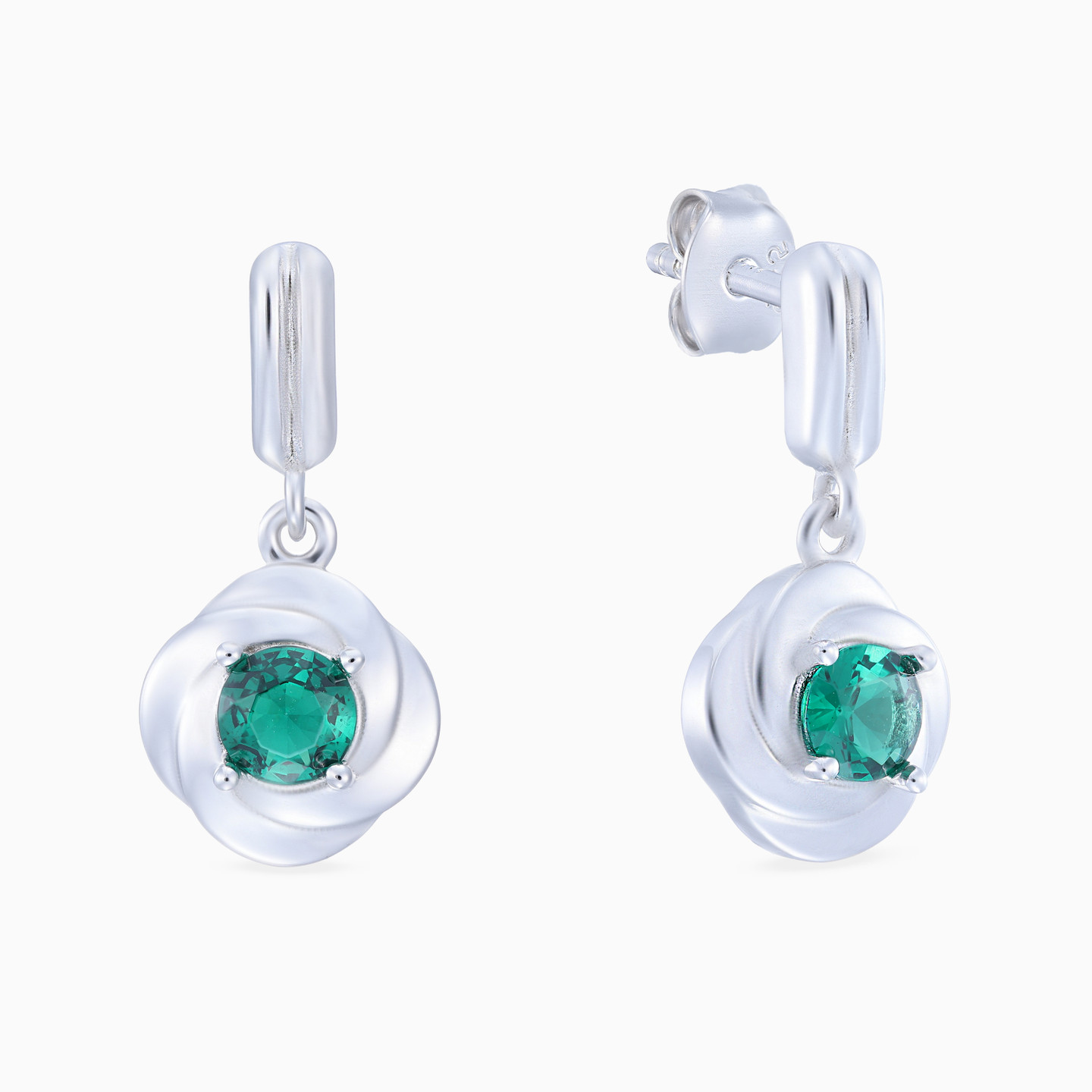 Twisted Green Stone Sterling Silver Drop Earrings Twisted Green Stone Sterling Silver Drop Earrings