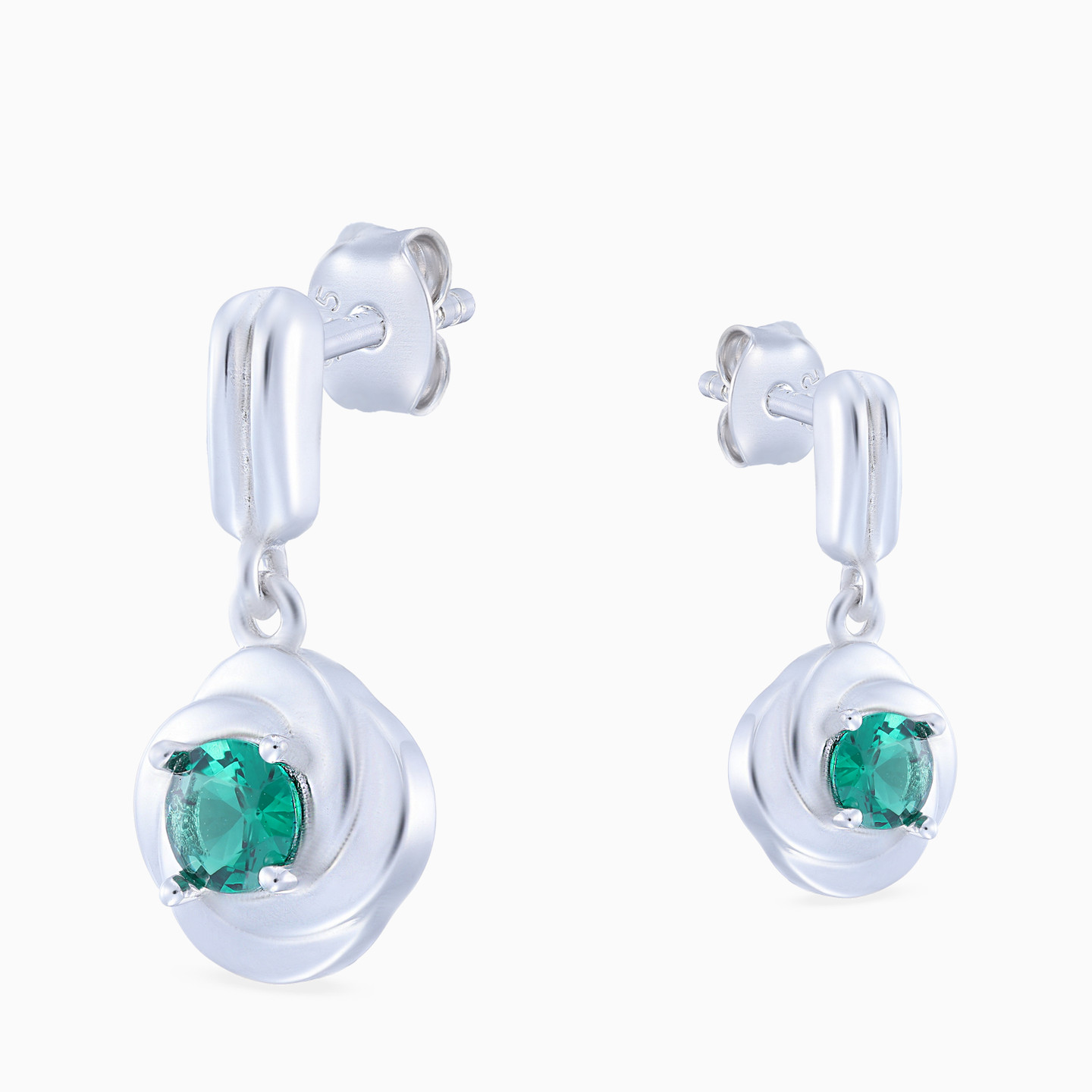 Twisted Green Stone Sterling Silver Drop Earrings - 4 Twisted Green Stone Sterling Silver Drop Earrings - 4