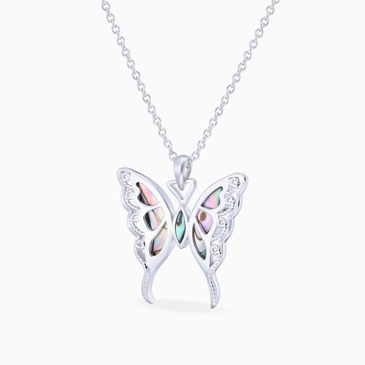 Butterfly Pearl Sterling Silver Necklace - 2 Butterfly Pearl Sterling Silver Necklace - 2