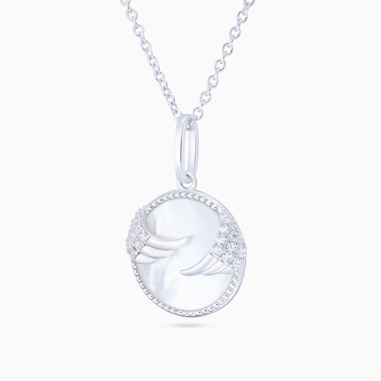 Wings Clear Stone Sterling Silver Necklace - 2 Wings Clear Stone Sterling Silver Necklace - 2