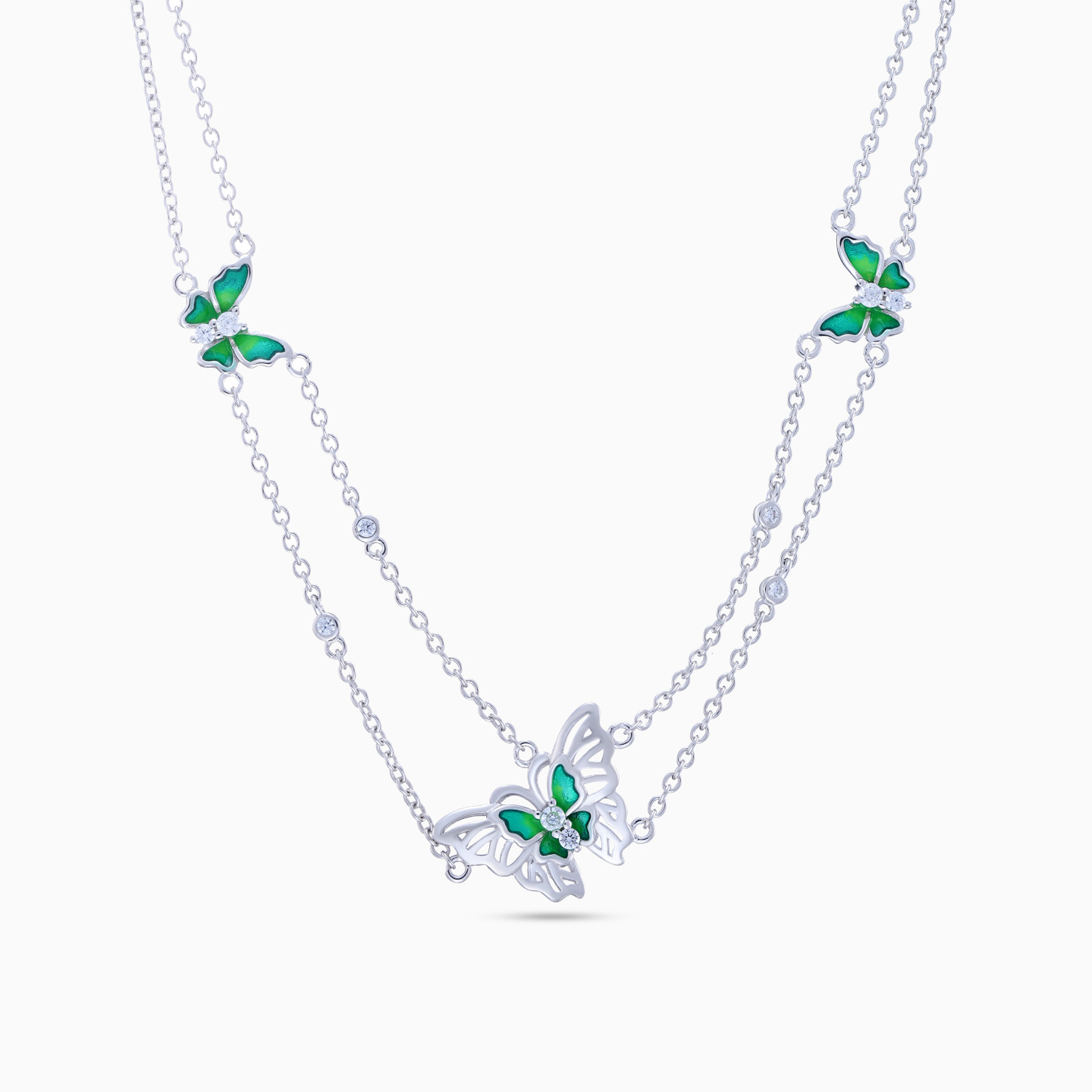 Butterfly Clear Stone & Enamel Coated Sterling Silver Necklace Butterfly Clear Stone & Enamel Coated Sterling Silver Necklace