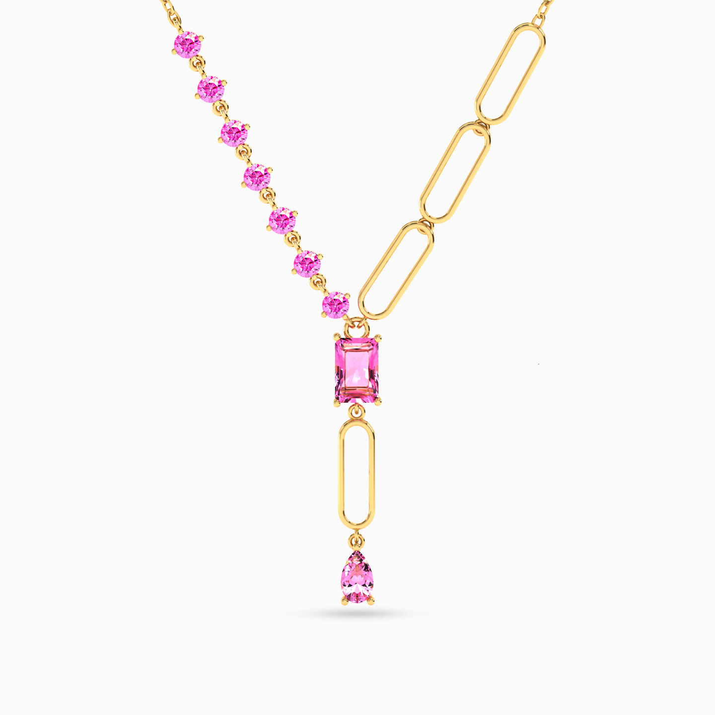 18K Gold Colored Stones Pendant Necklace