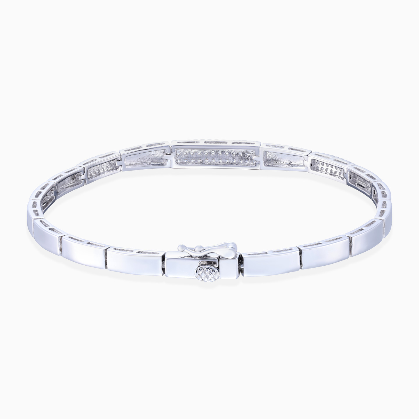 Clear Stone Sterling Silver Chain Bracelet - 2 Clear Stone Sterling Silver Chain Bracelet - 2