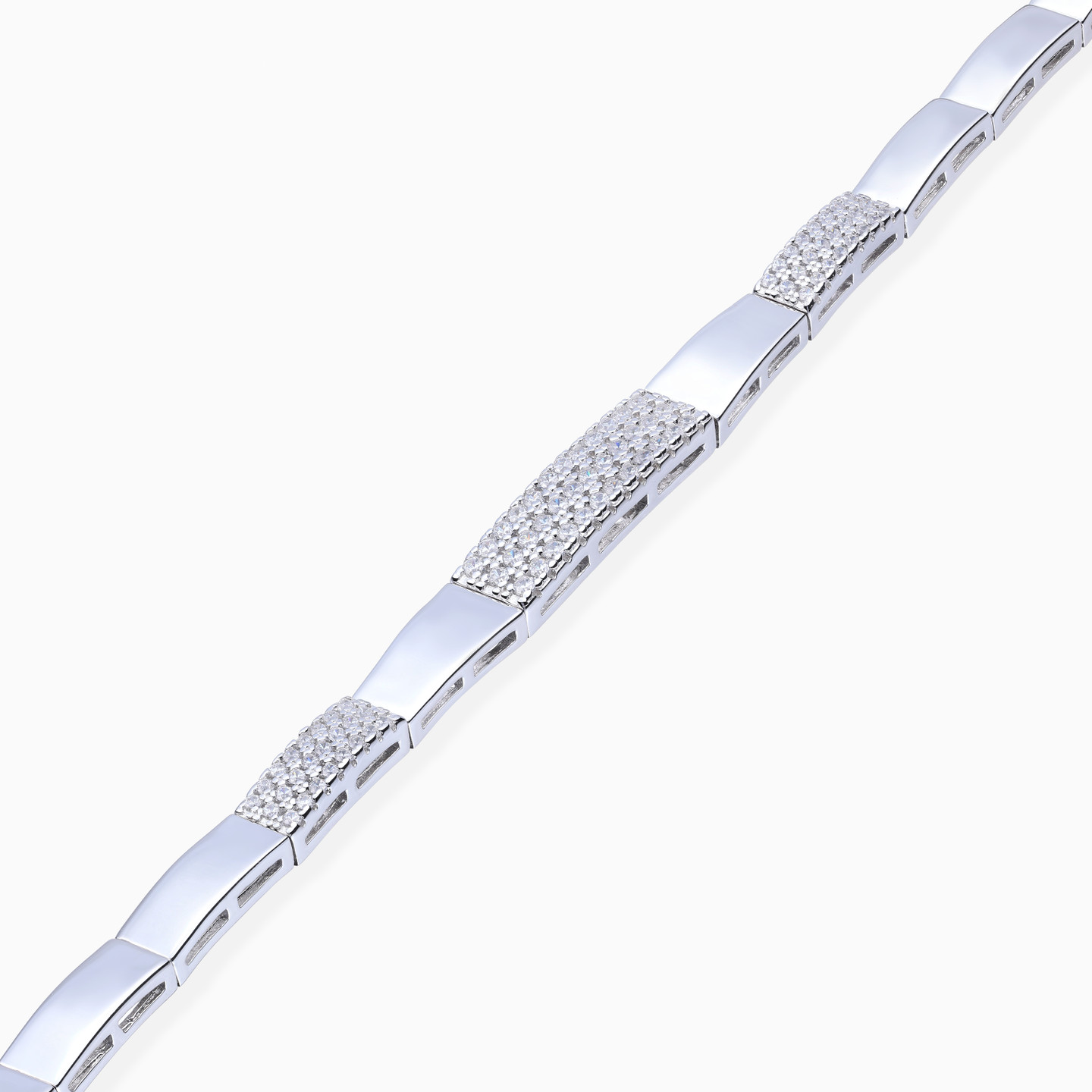 Clear Stone Sterling Silver Chain Bracelet - 3 Clear Stone Sterling Silver Chain Bracelet - 3
