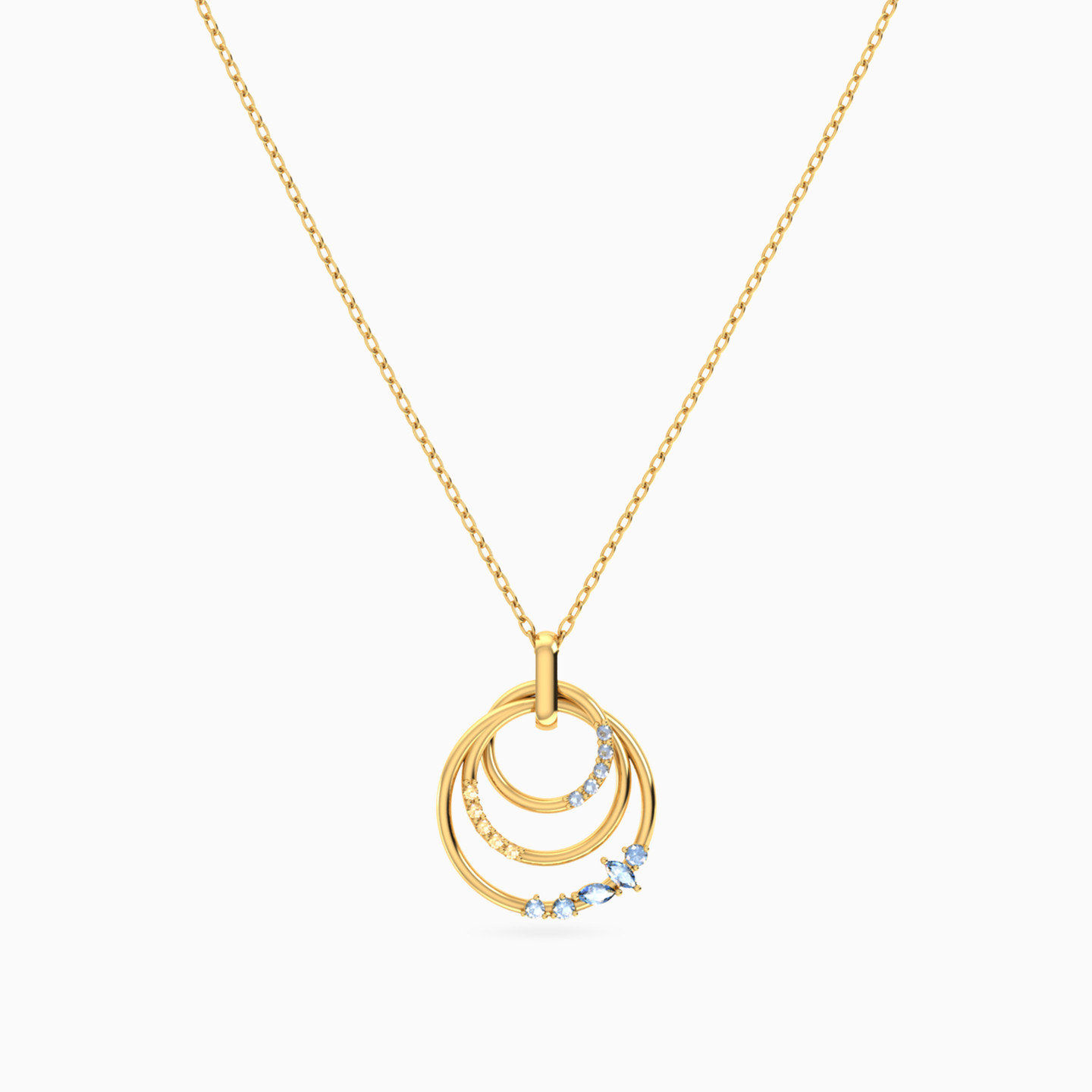 Circle Diamond Necklace In 18K Gold - 3 Circle Diamond Necklace In 18K Gold - 3