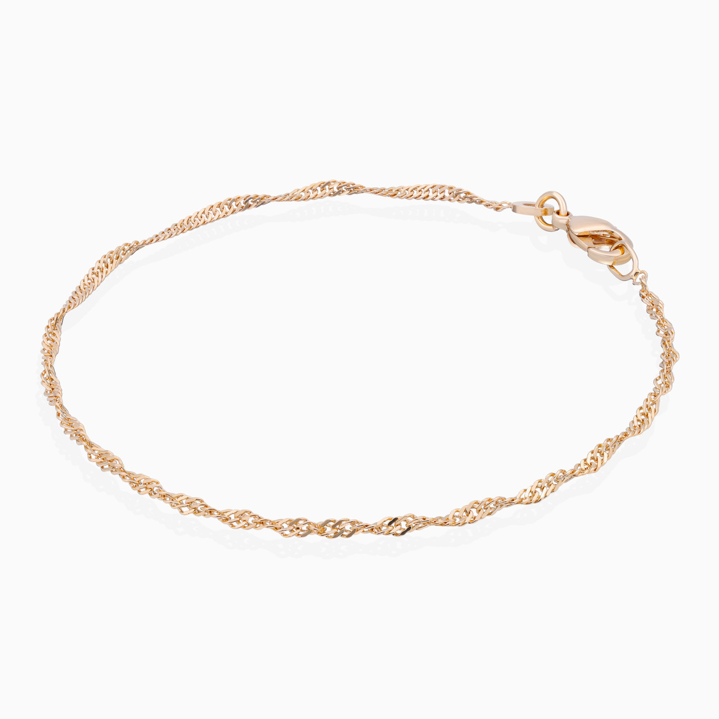 أسورة بسلسلة مطلية ذهب شكل حبل أسورة بسلسلة مطلية ذهب شكل حبل