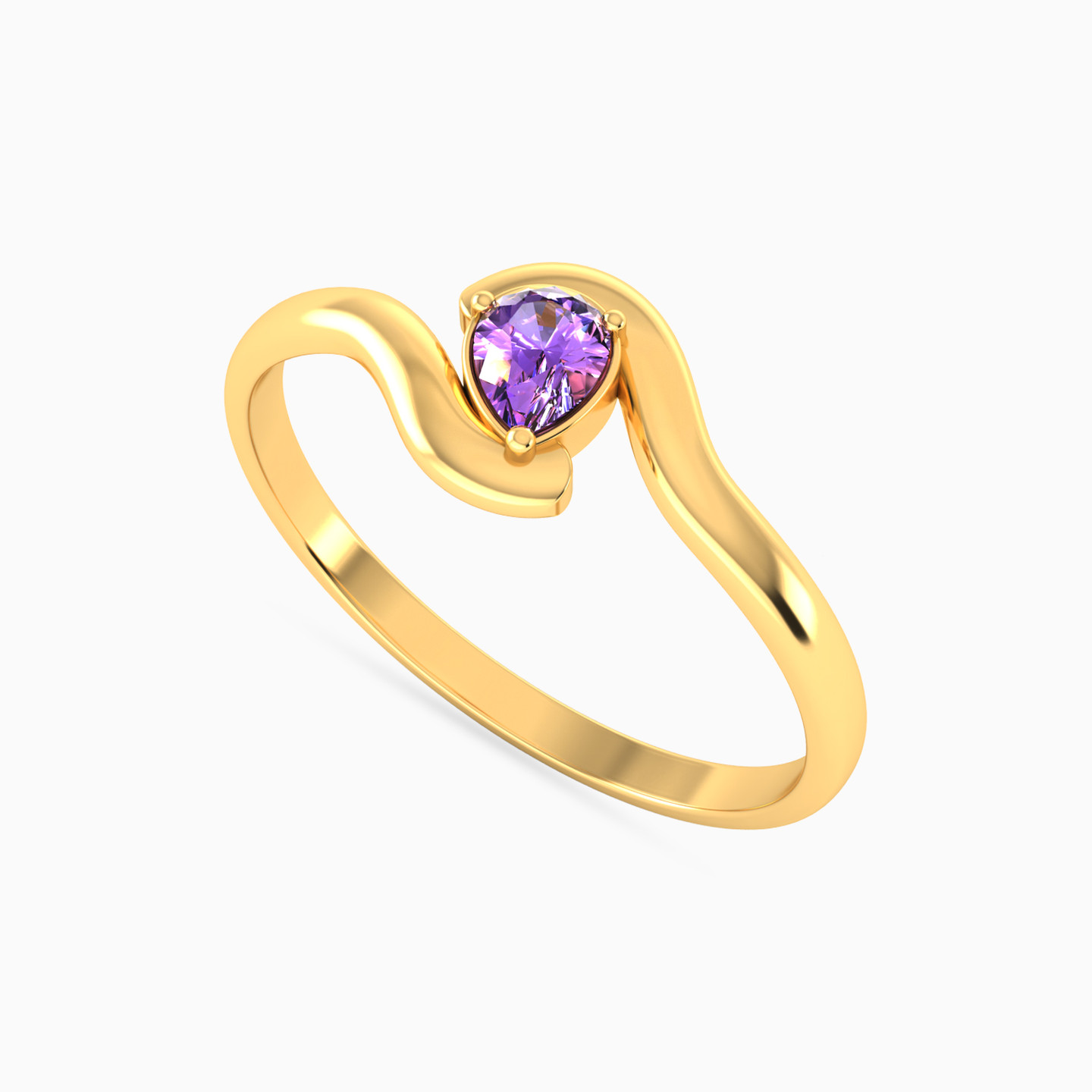 Pear Purple Stone Ring in 18K Gold - 3 Pear Purple Stone Ring in 18K Gold - 3