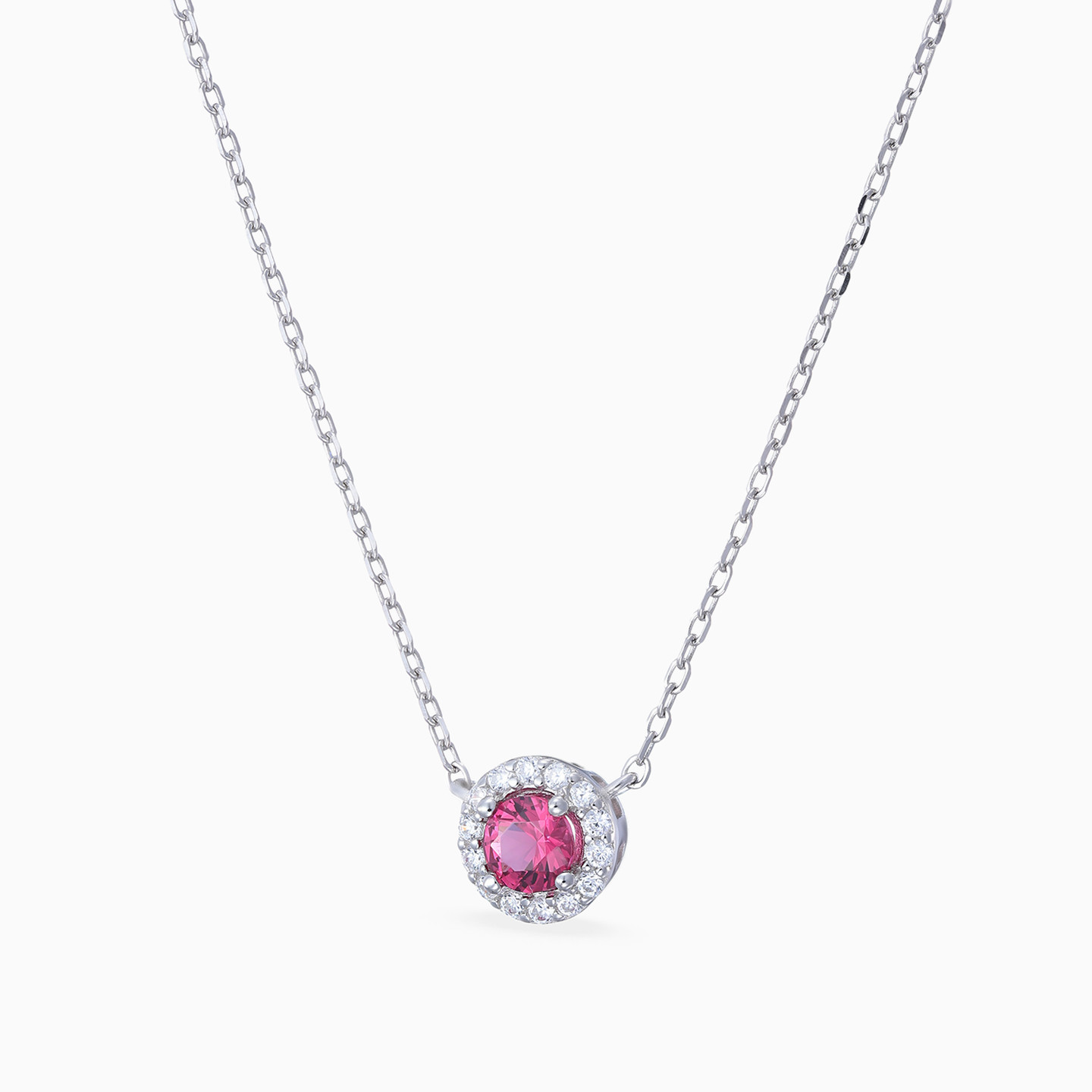 Circle Colored Stones Sterling Silver Necklace - 2 Circle Colored Stones Sterling Silver Necklace - 2