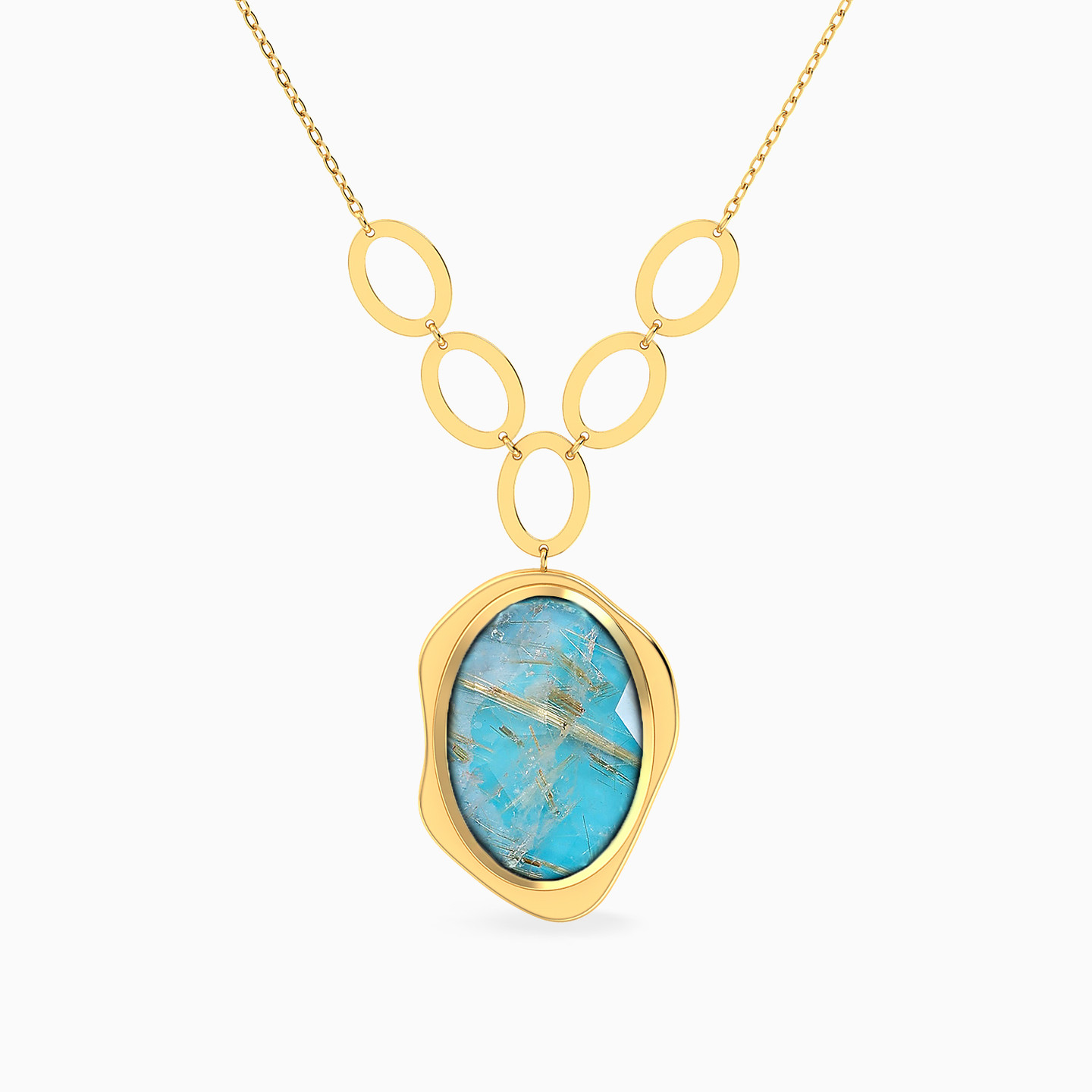 Circular Colored Stone Necklace In 18K Gold Circular Colored Stone Necklace In 18K Gold