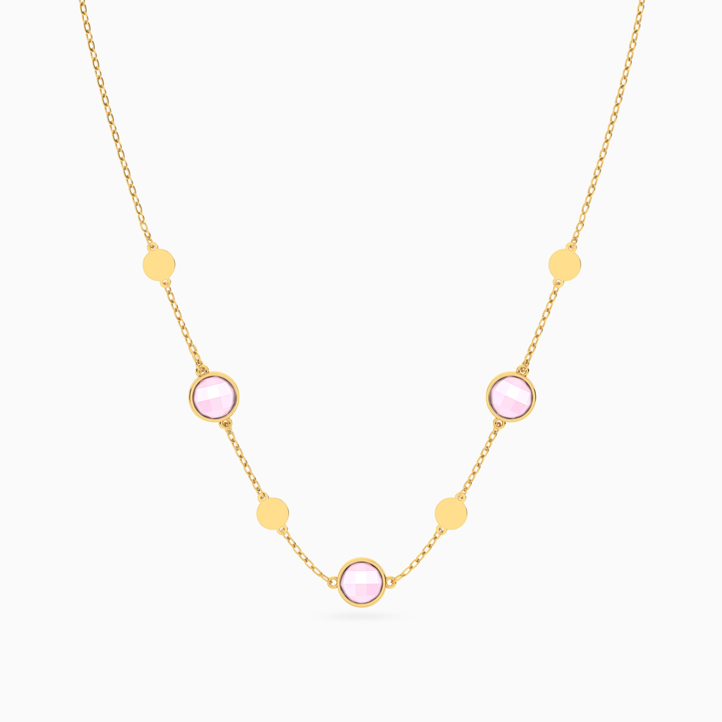 Circles Colored Stone Necklace In 18K Gold - 3 Circles Colored Stone Necklace In 18K Gold - 3