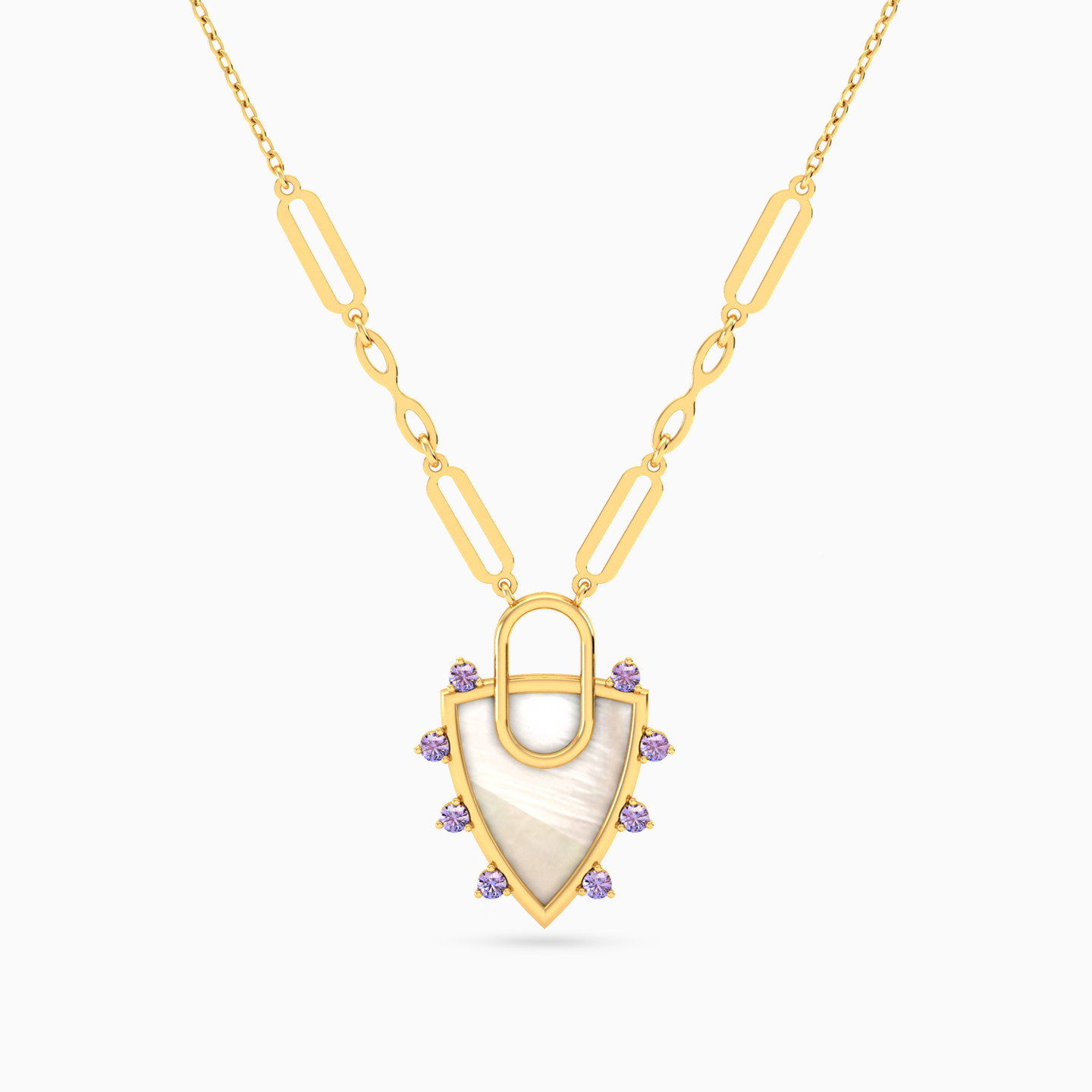 Abstract Colored Stone Necklace In 18K Gold Abstract Colored Stone Necklace In 18K Gold
