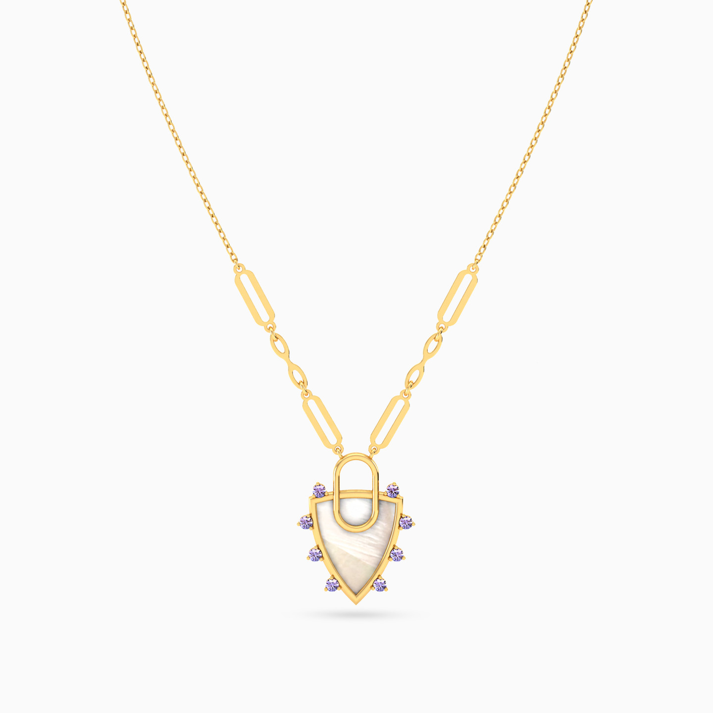 Abstract Colored Stone Necklace In 18K Gold - 3 Abstract Colored Stone Necklace In 18K Gold - 3