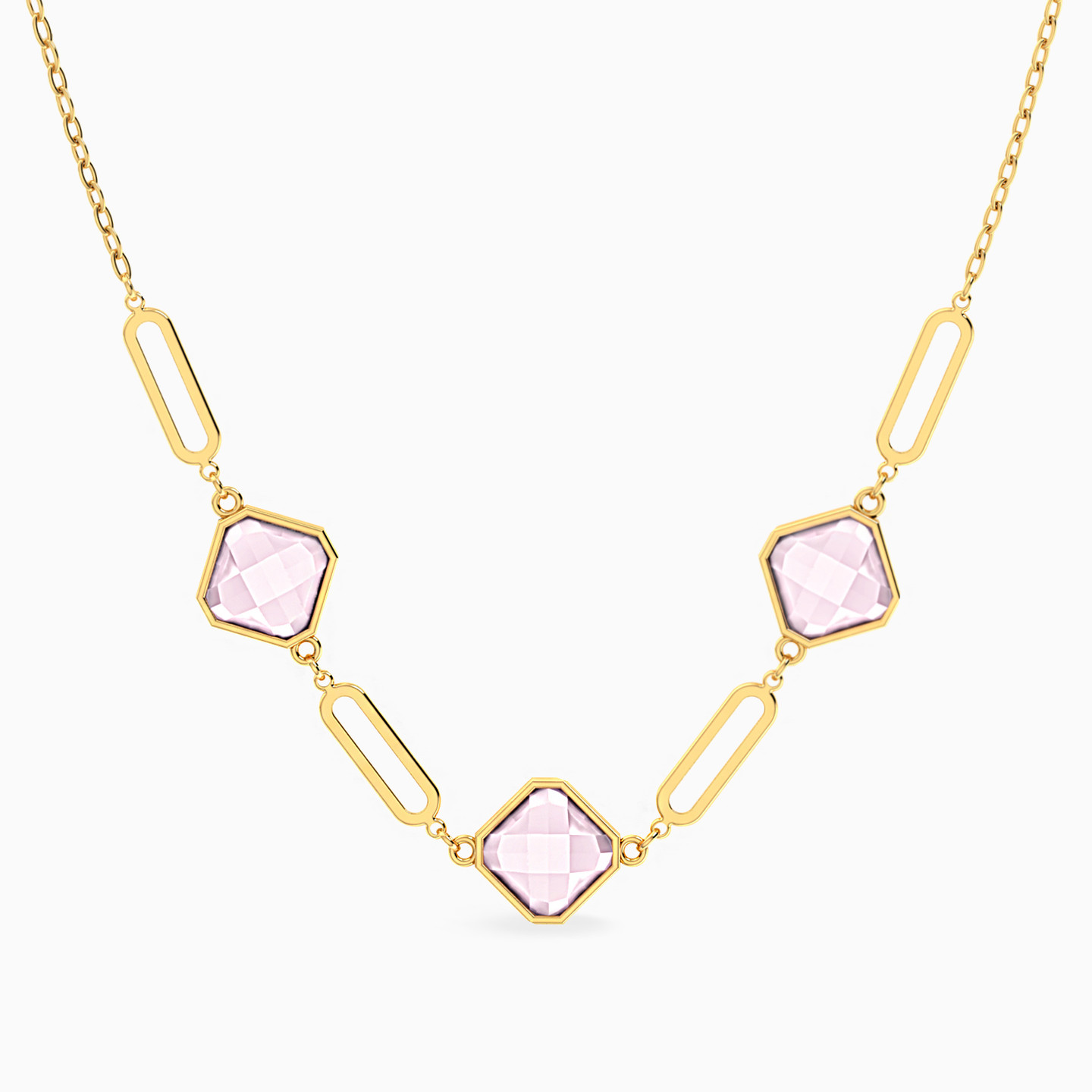 Tilted Squares Colored Stone Necklace In 18K Gold Tilted Squares Colored Stone Necklace In 18K Gold