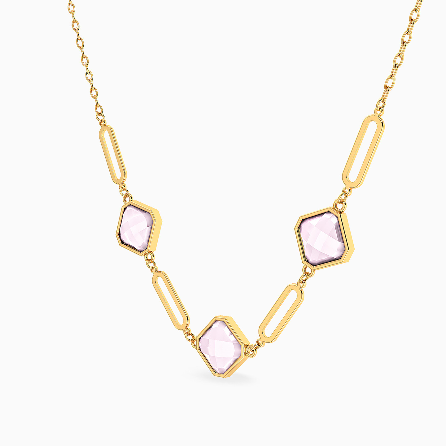 Tilted Squares Colored Stone Necklace In 18K Gold - 2 Tilted Squares Colored Stone Necklace In 18K Gold - 2