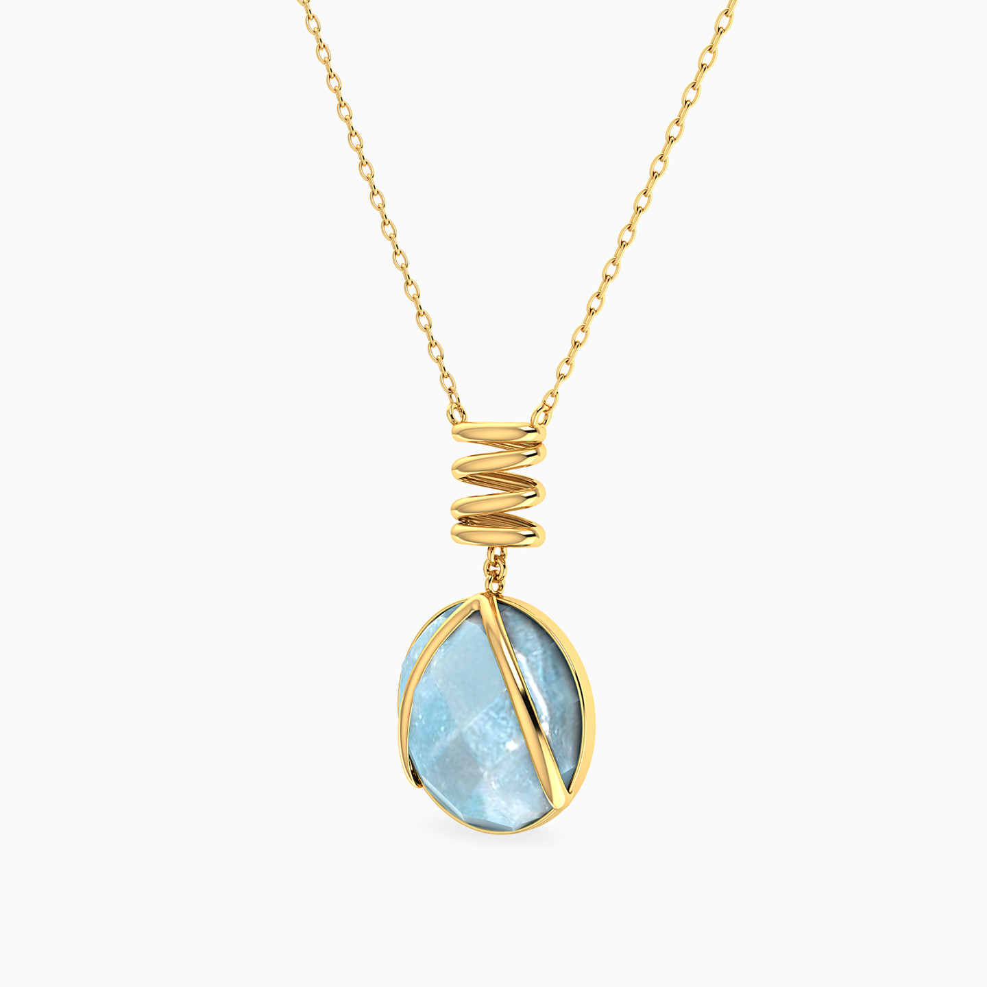 Circular Colored Stone Necklace In 18K Gold - 2 Circular Colored Stone Necklace In 18K Gold - 2