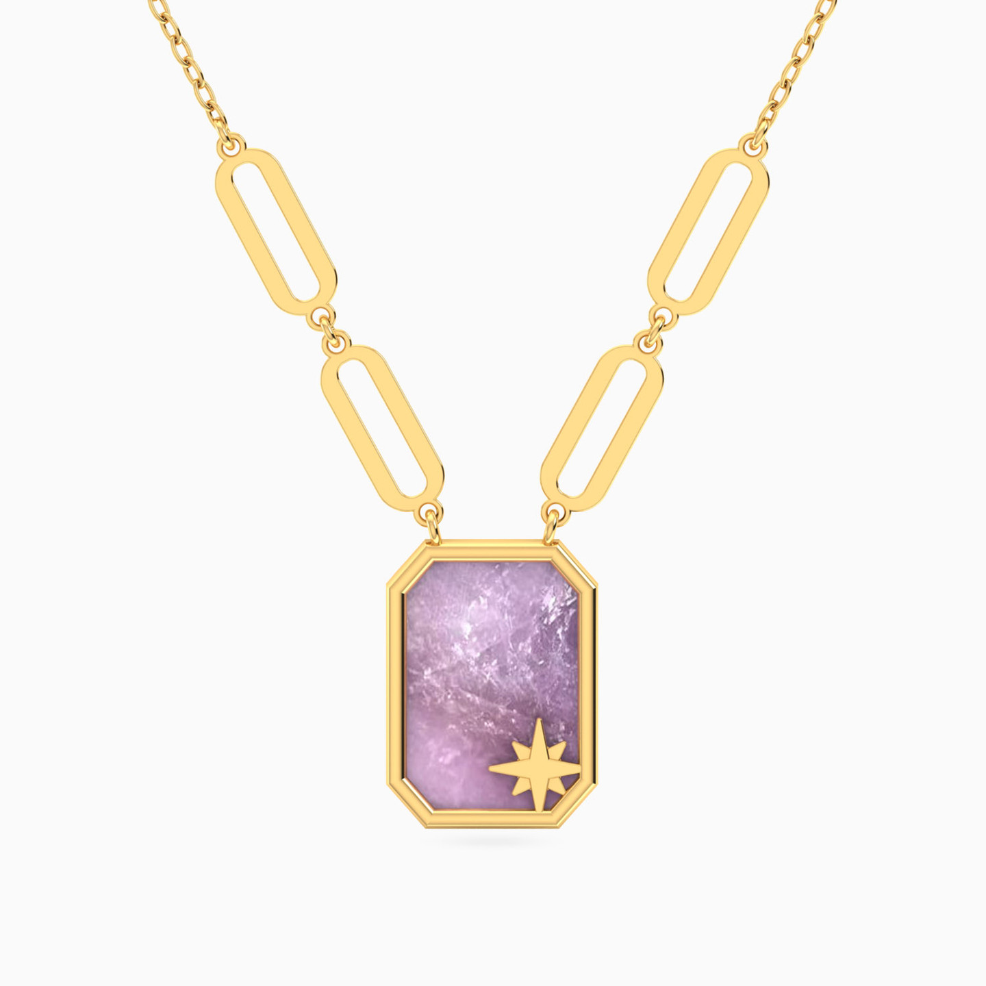 Square Colored Stone Necklace In 18K Gold Square Colored Stone Necklace In 18K Gold