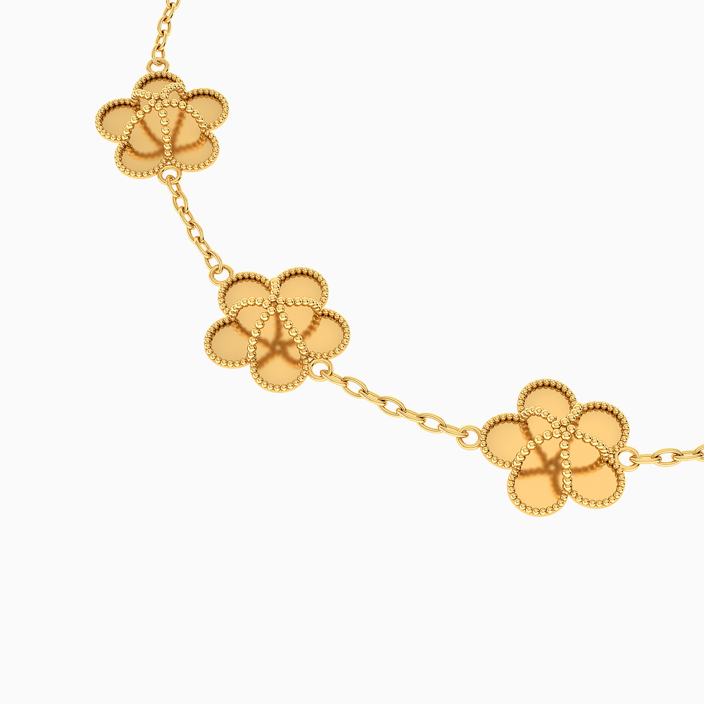 Flowers Chain Bracelet In 18K Gold - 4 Flowers Chain Bracelet In 18K Gold - 4