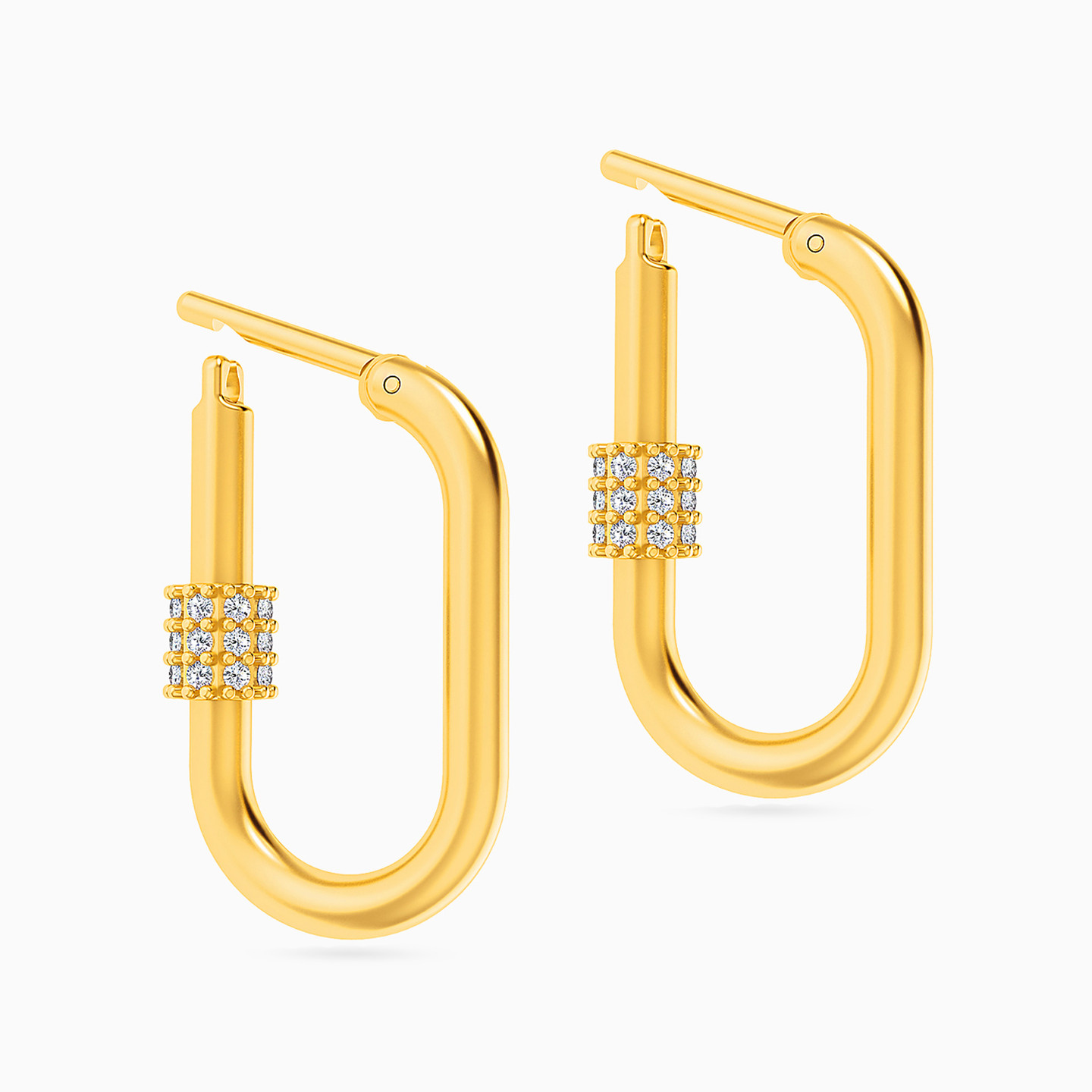 18K Gold Diamond Hoop Earrings - 2