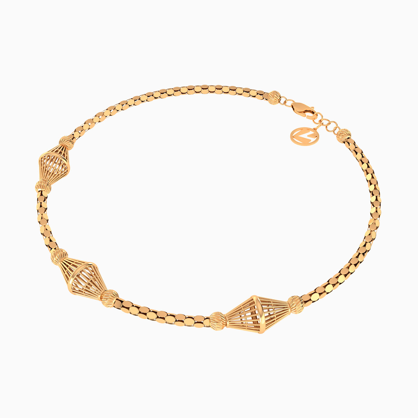 Cones Chain Bracelet In 21K Gold - 3 Cones Chain Bracelet In 21K Gold - 3