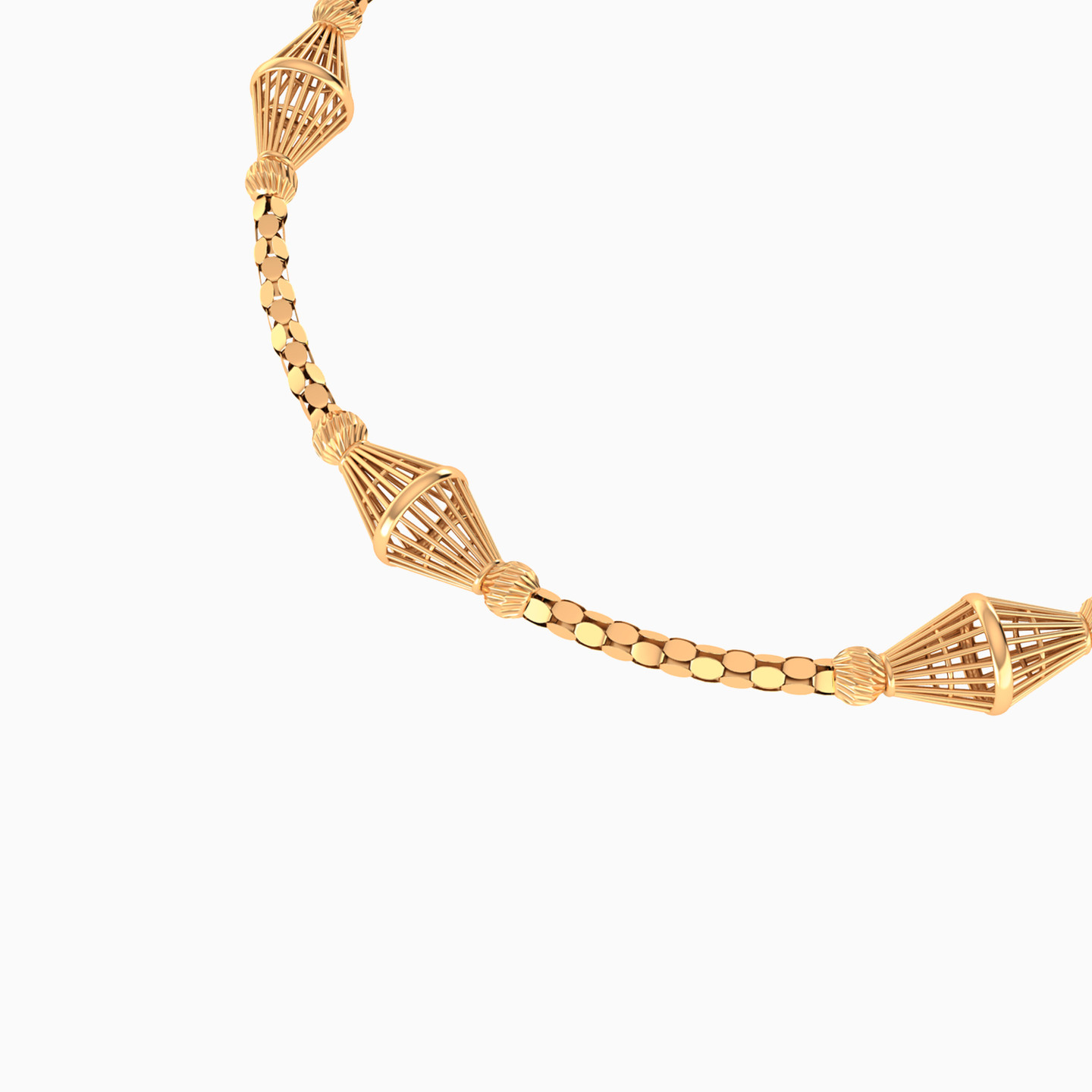 Cones Chain Bracelet In 21K Gold - 4 Cones Chain Bracelet In 21K Gold - 4