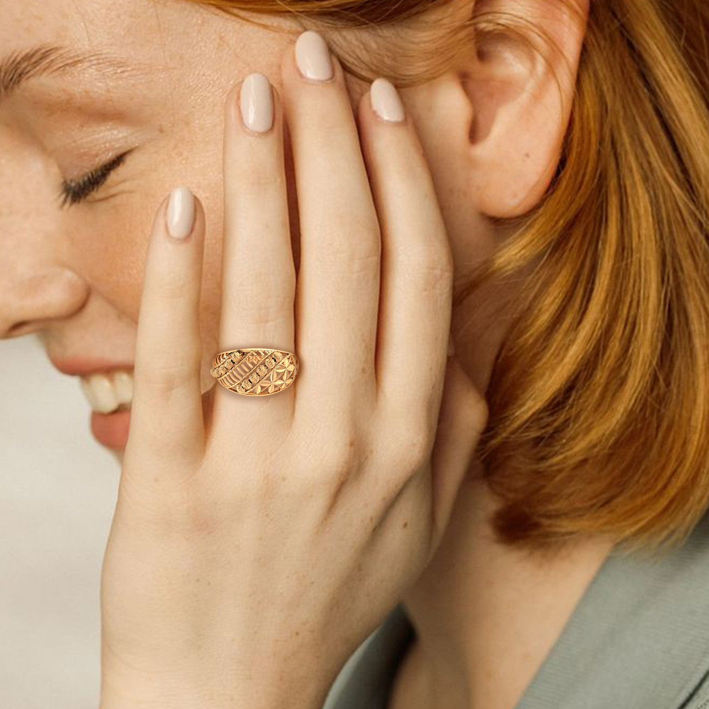 Openwork & Beads Ring In 21K Gold - 2 Openwork & Beads Ring In 21K Gold - 2