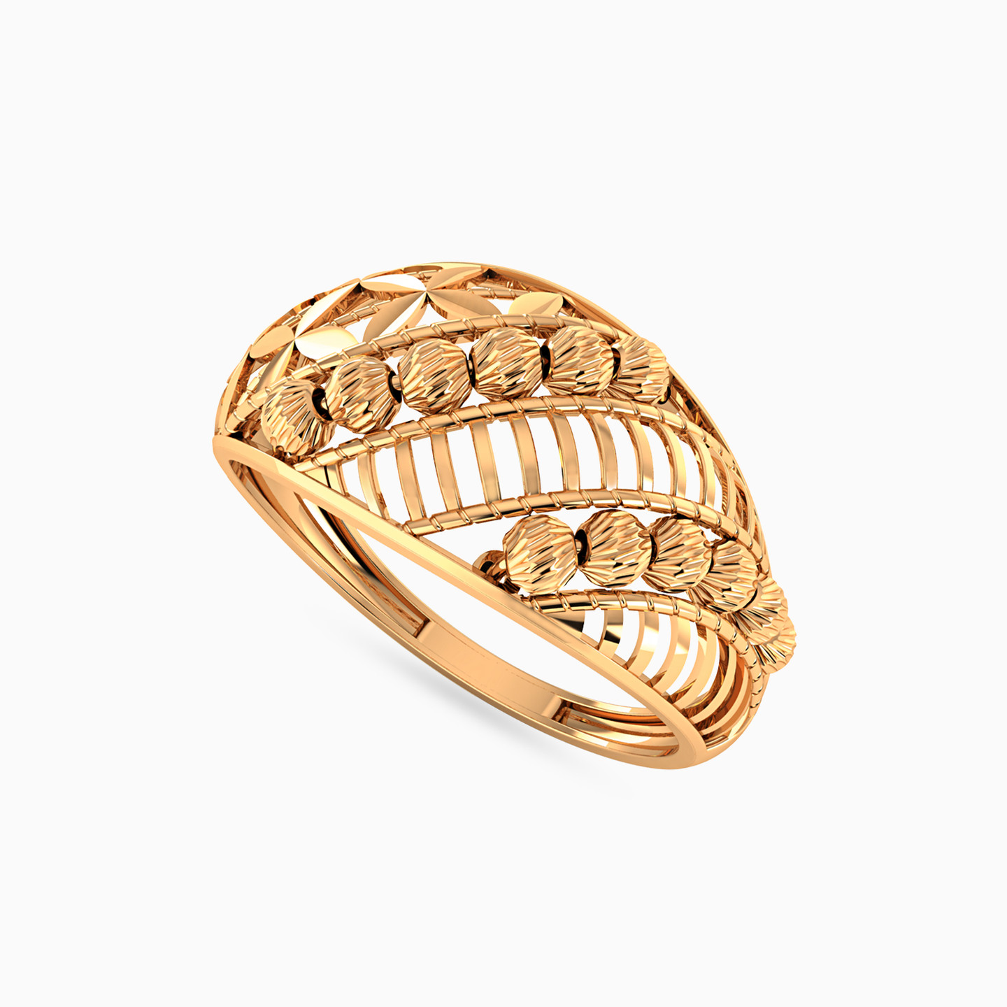 Openwork & Beads Ring In 21K Gold - 3 Openwork & Beads Ring In 21K Gold - 3